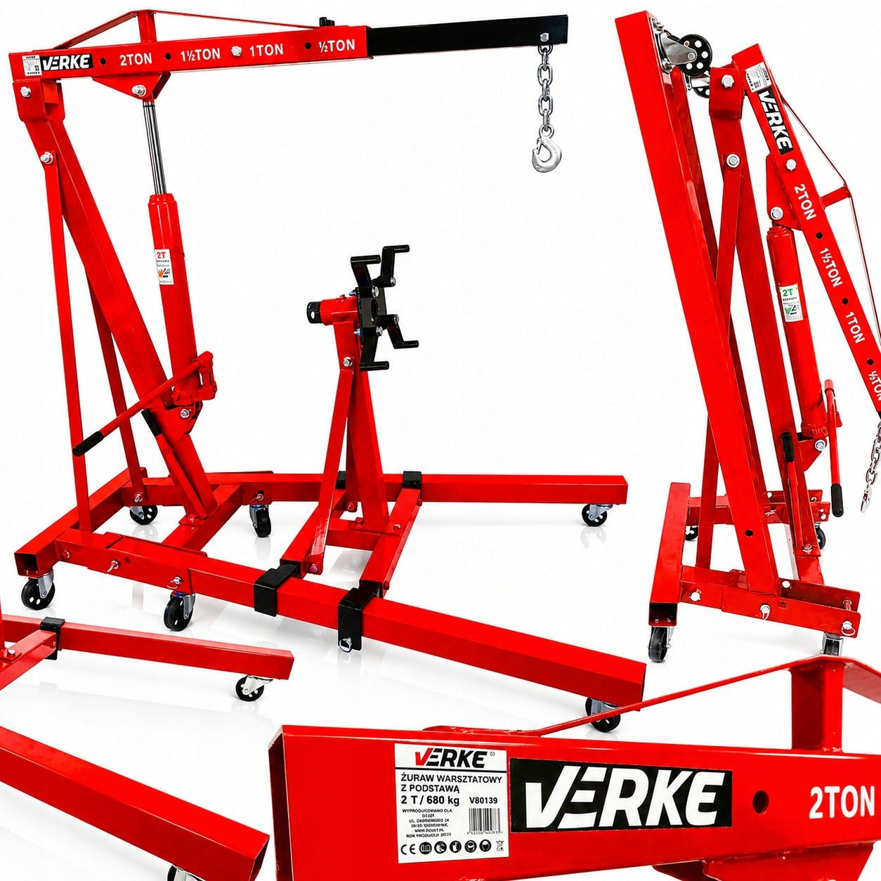 WORKSHOP CRANE HYDRAULIC CRANE ENGINE LIFT 2T BASE