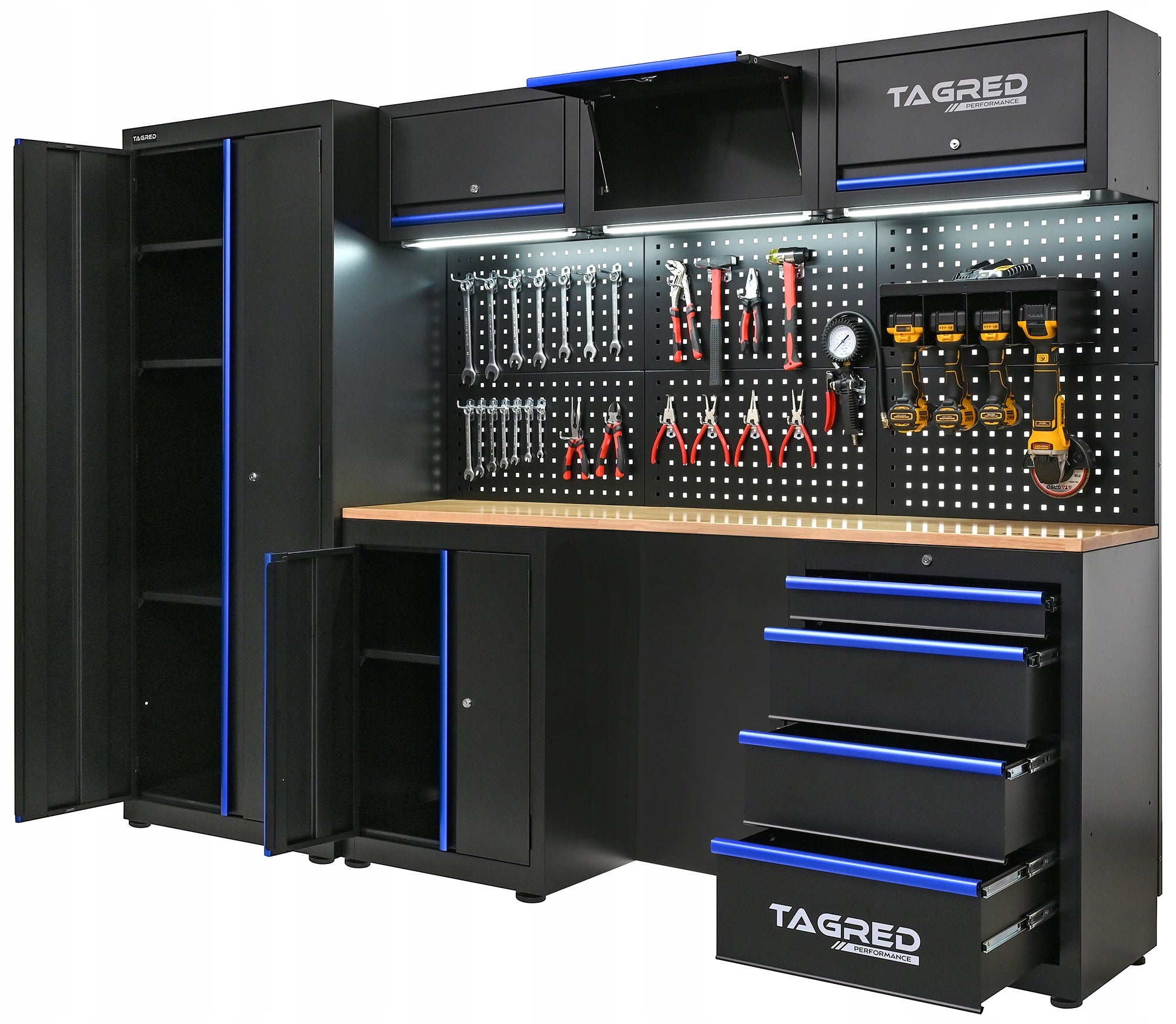 WORKSHOP FURNITURE FOR TOOLS WARDROBE FOR GARAGE WORKSHOP 7 LED MODULES Number of drawers 4