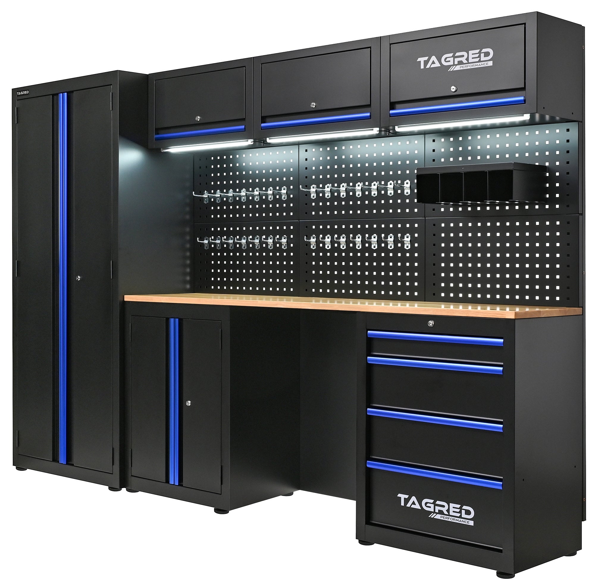 WORKSHOP FURNITURE FOR TOOLS WARDROBE FOR GARAGE WORKSHOP 7 LED MODULES Product depth 46 cm