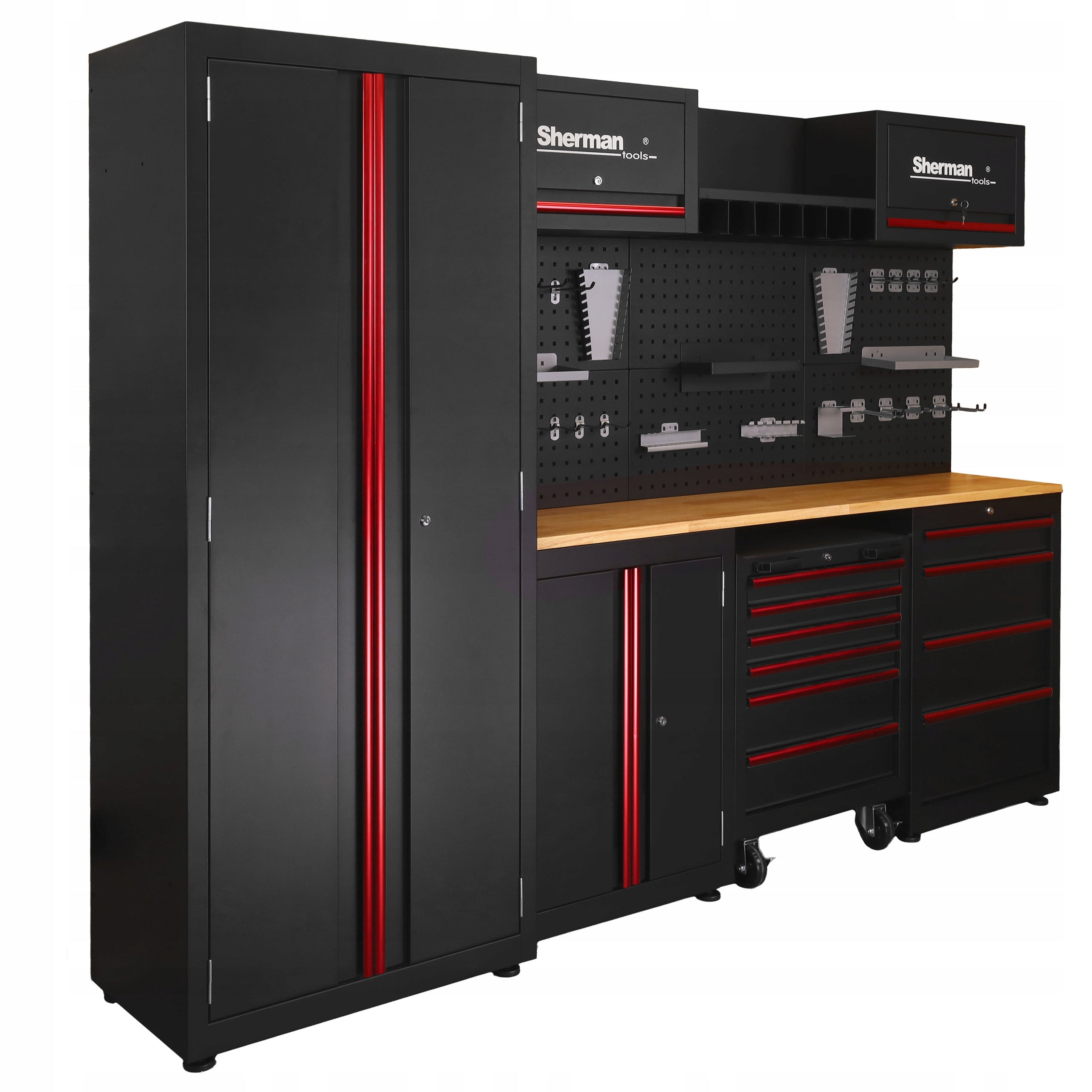 WORKSHOP FURNITURE GARAGE CABINET + WORKSHOP TROLLEY FOR GARAGE Sherman Product height 190 cm
