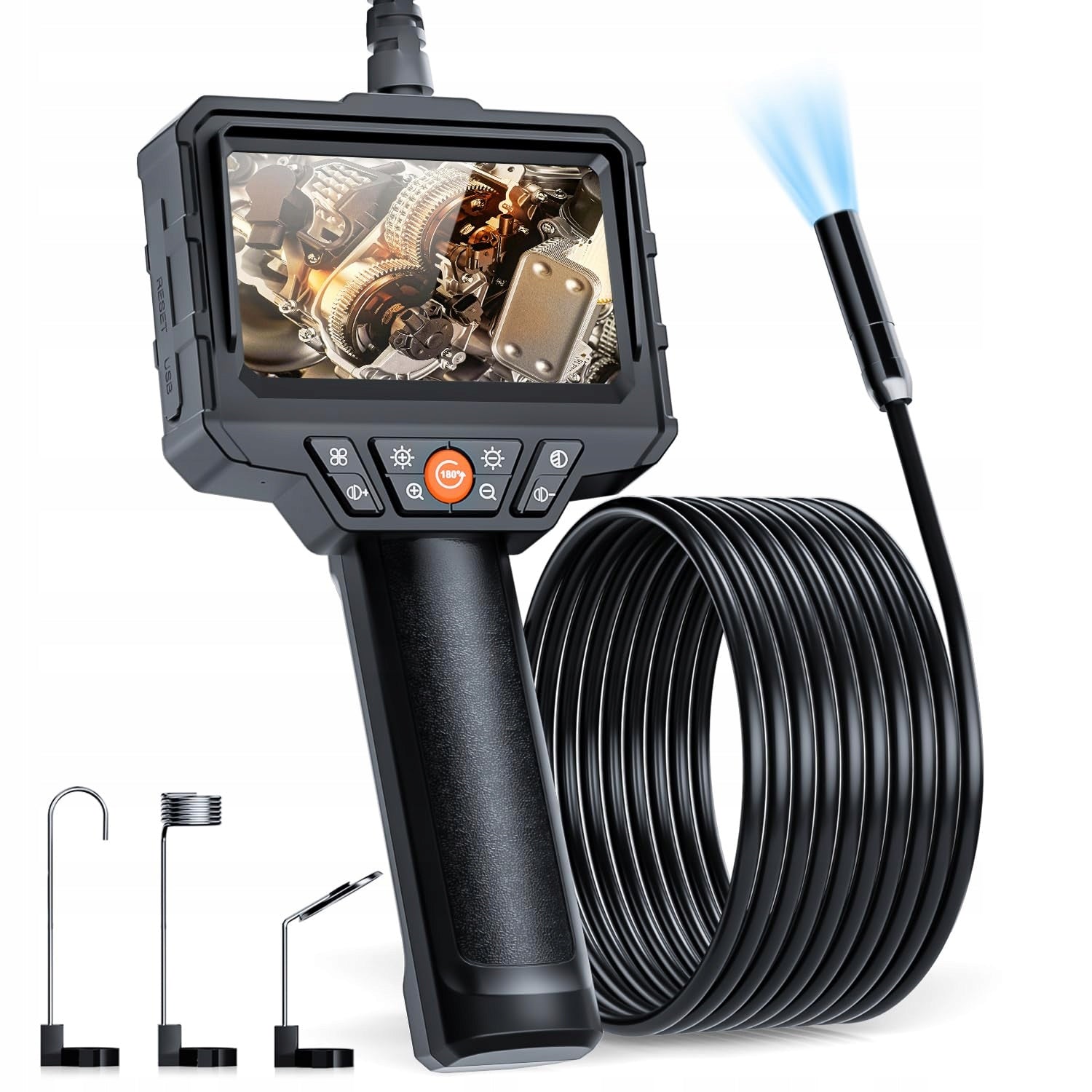 WORKSHOP INSPECTION CAMERA ENDOSCOPE IP67 FOR PIPES 10m 8LED 8mm IP67 4,3''