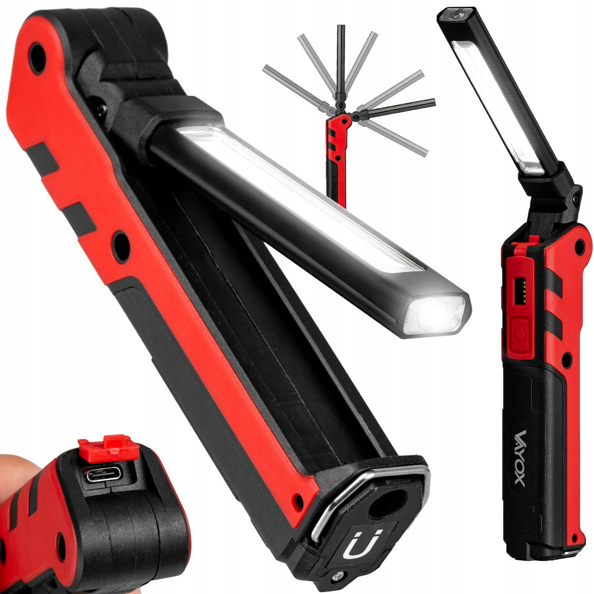 WORKSHOP LAMP LED COB FLASHLIGHT WITH MAGNET LAMP RECHARGEABLE USB HOOK