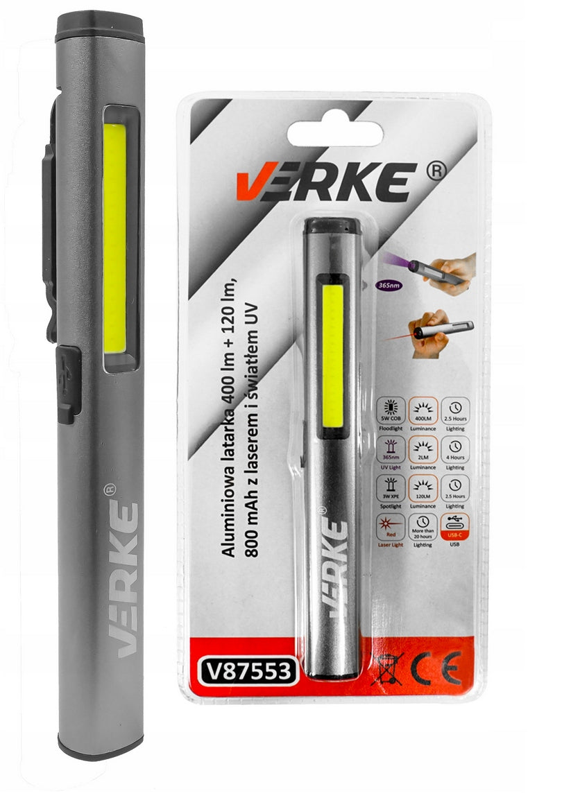 WORKSHOP LAMP WORKING LED COB FLASHLIGHT RECHARGEABLE MAGNET UV LASER