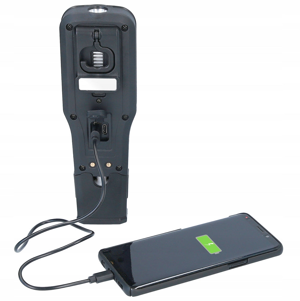 WORKSHOP LAMP WORKING LED COB RECHARGEABLE FLASHLIGHT WITH BASE USB HOOK Product weight with unit packaging 1 kg