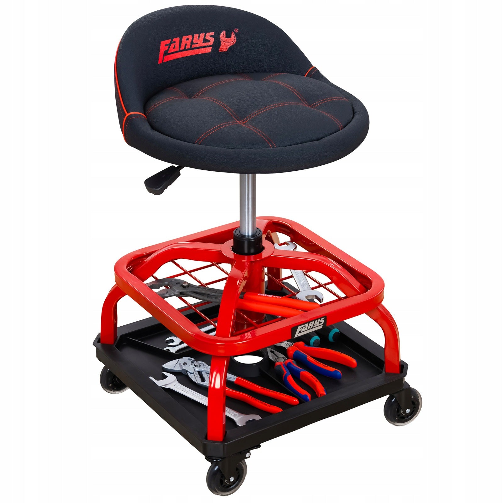 WORKSHOP STOOL ON WHEELS ADJUSTABLE BRAKE STOOL FR9227R Brand Farys