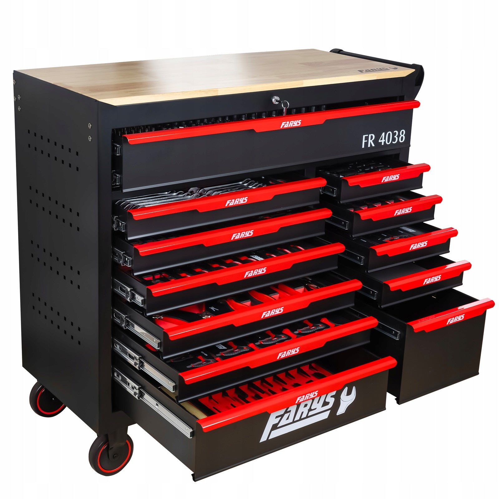 WORKSHOP TOOL CABINET TROLLEY LARGE WITH EQUIPMENT 12 DRAWERS FARYS Packaging status original