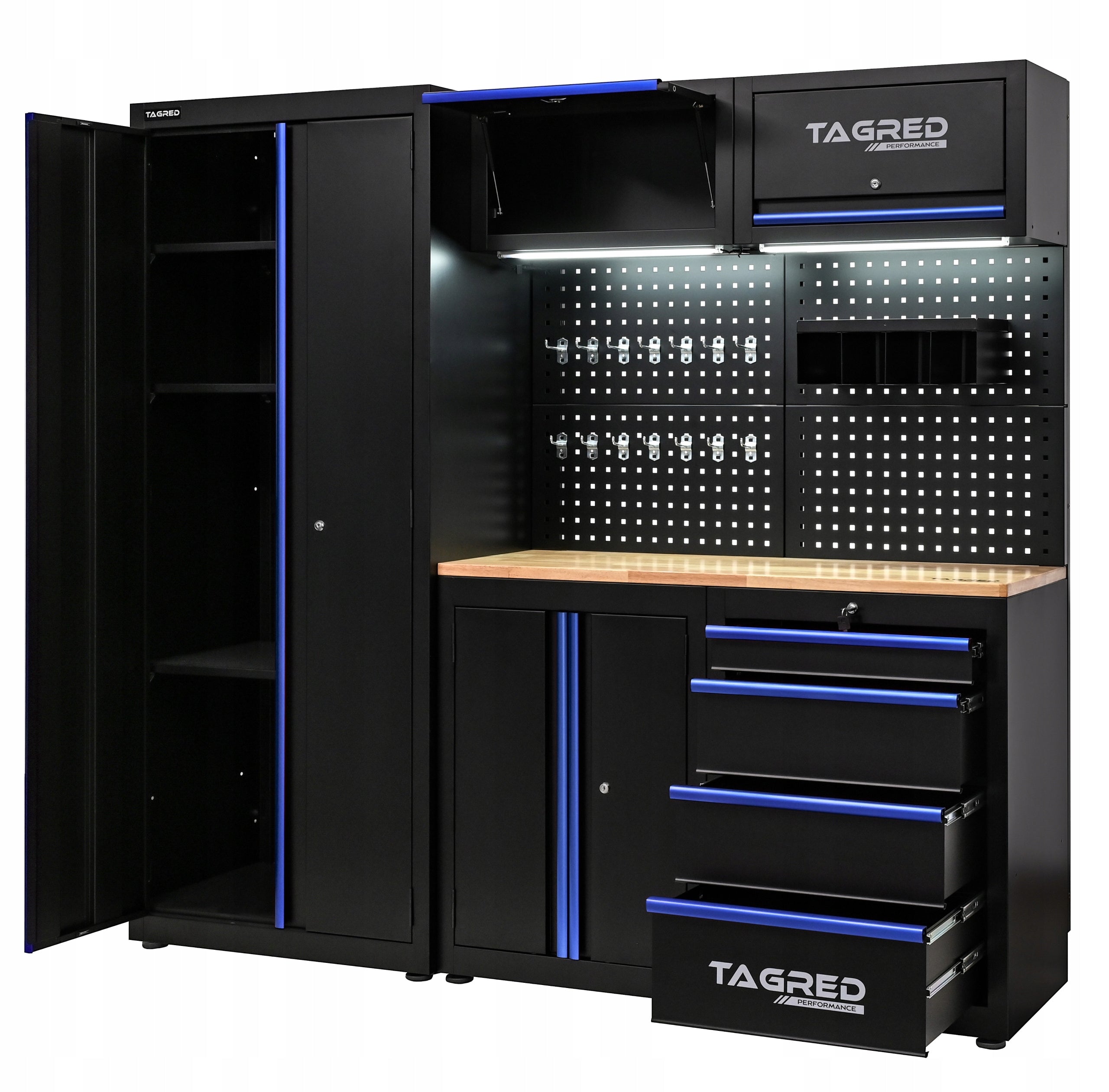 WORKSHOP TOOL FURNITURE RACK FOR GARAGE WORKSHOP MODULES 200CM + LED Packaging status original