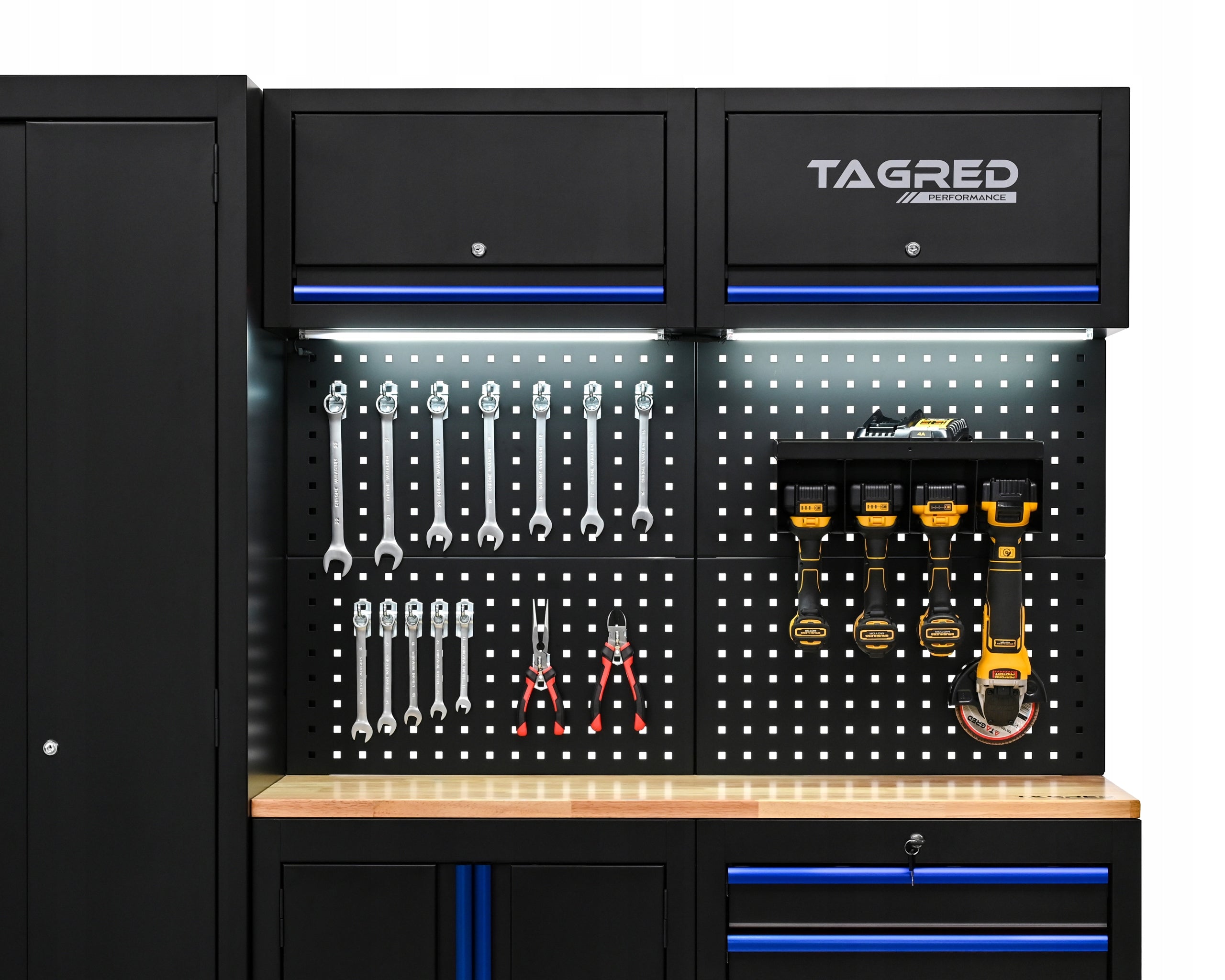 WORKSHOP TOOL FURNITURE RACK FOR GARAGE WORKSHOP MODULES 200CM + LED Product width 200 cm