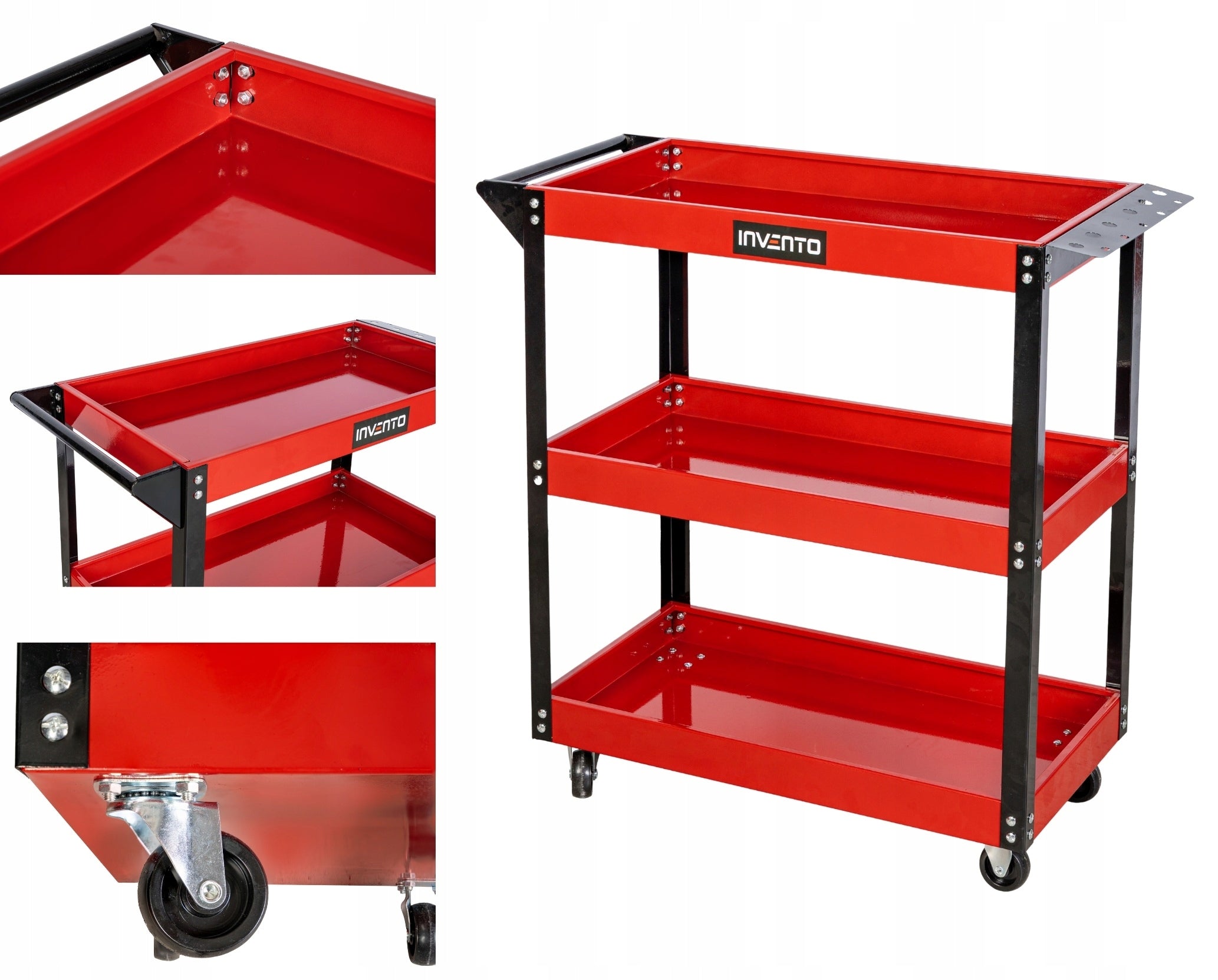 WORKSHOP TROLLEY TOOL CABINET 3 SHELVES SWIVEL WHEELS WITH BRAKE Manufacturer code INVTL02N