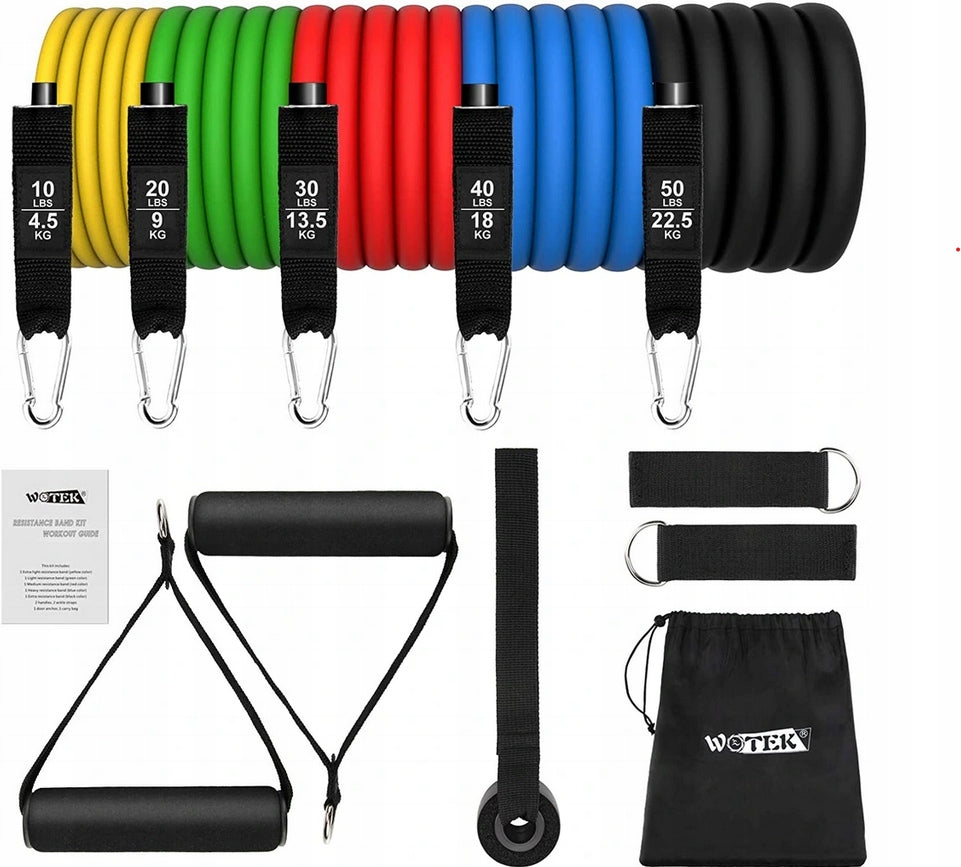 WOTEK - EXERCISE RUBBER 5PCS DIFFERENT COLORS FITNESS GYM EXERCISE
