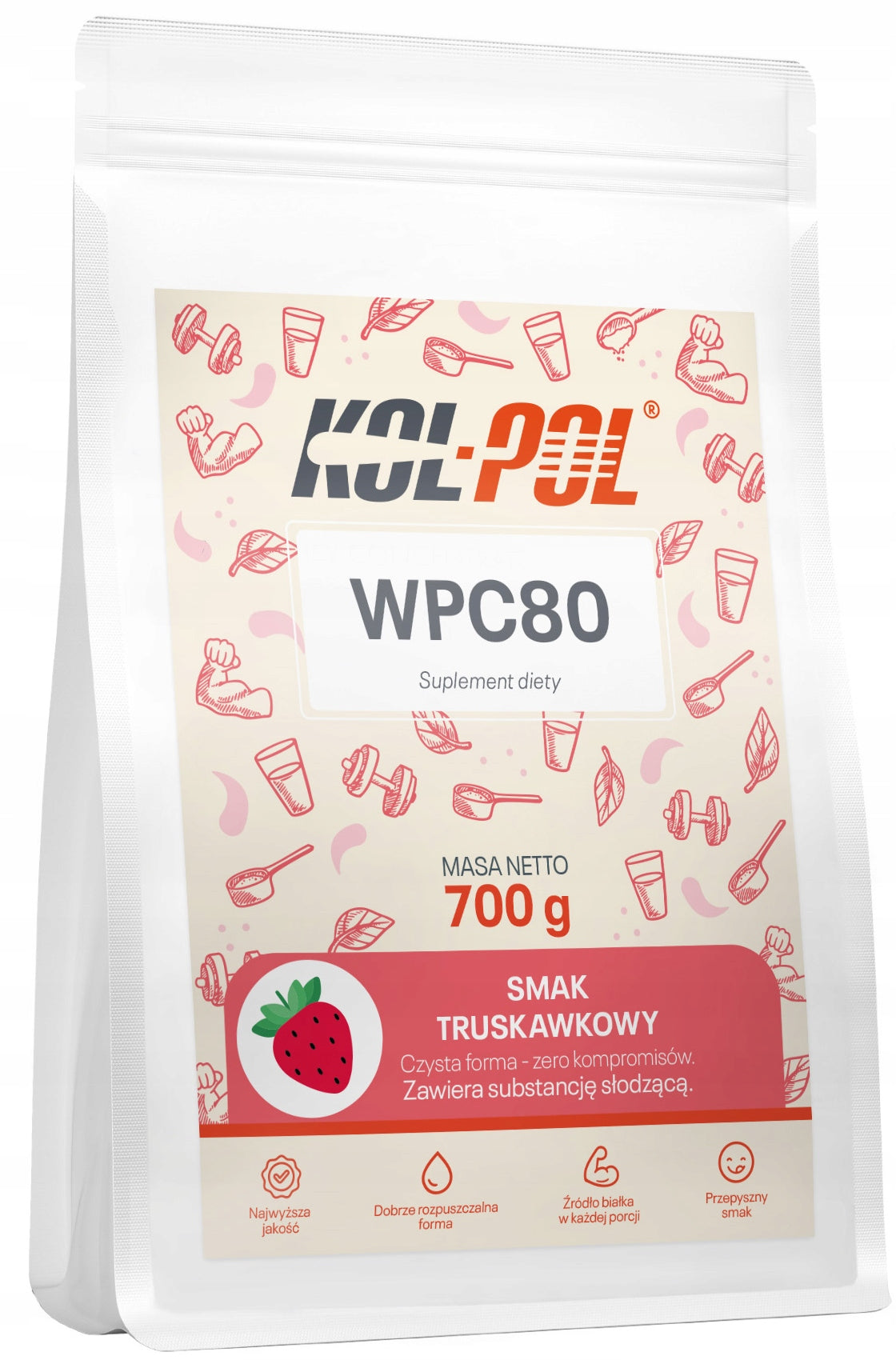 WPC PROTEIN 80 STRAWBERRY 700g Whey Protein Conditioner Protein Kol-Pol