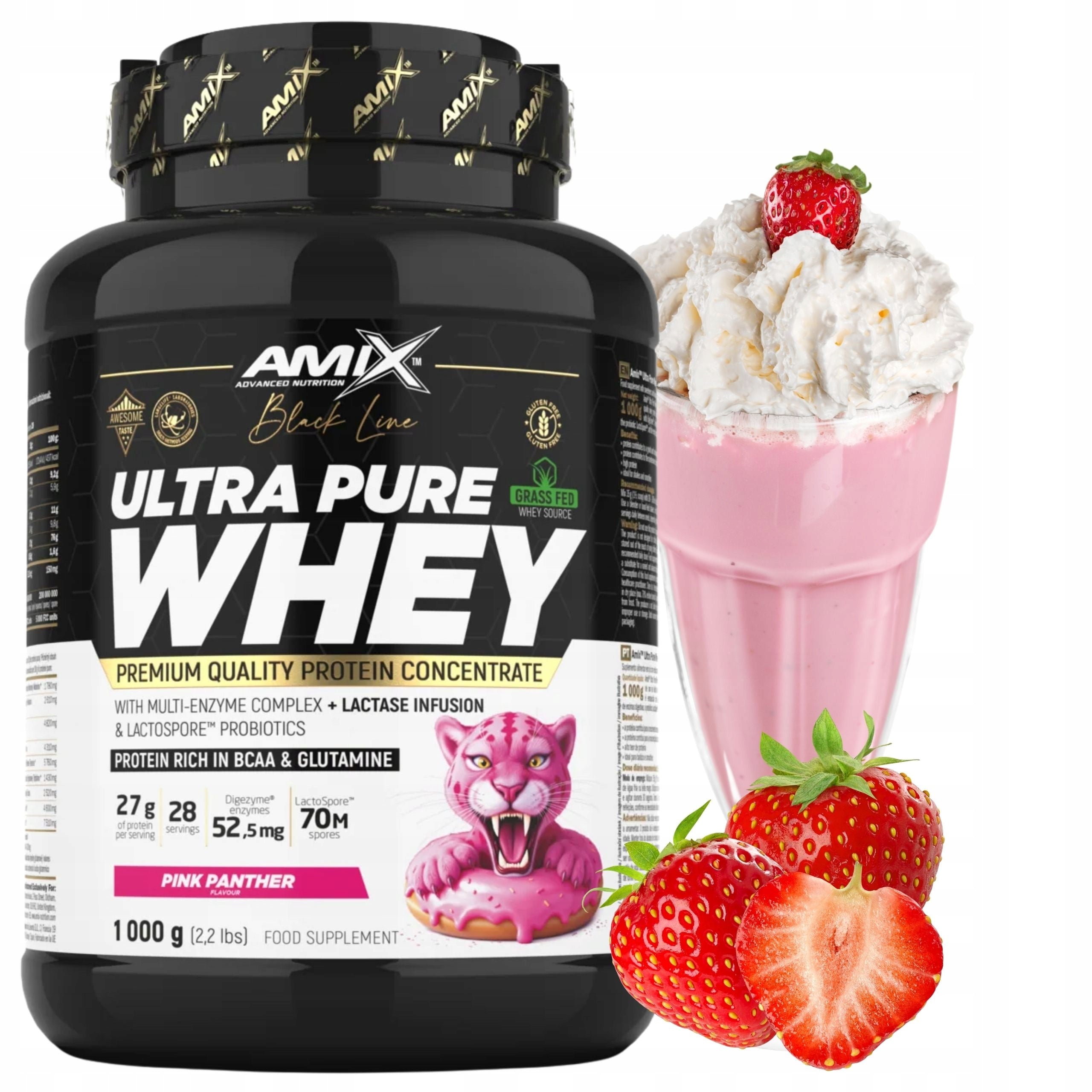WPC Protein Pure Whey Digezyme Strawberry Protein Concentrate 1000g