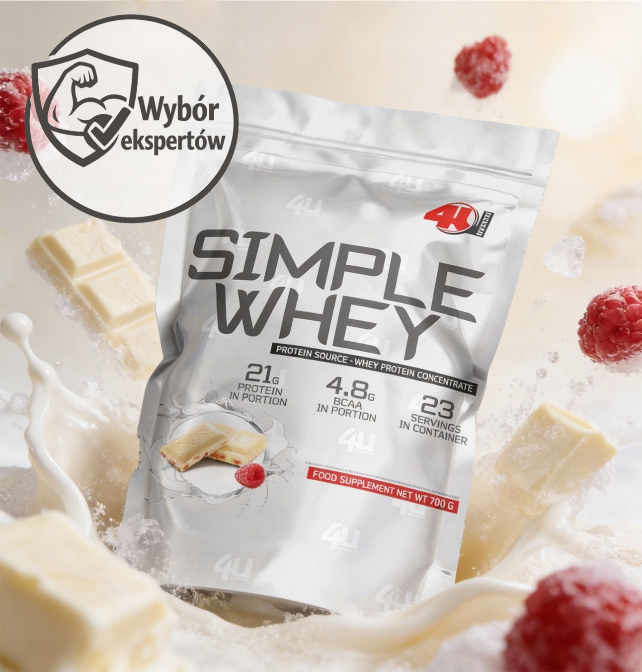 WPC Whey Protein 100% White Chocolate Raspberry 700g PROTEIN SUPPLEMENT Packaging status original