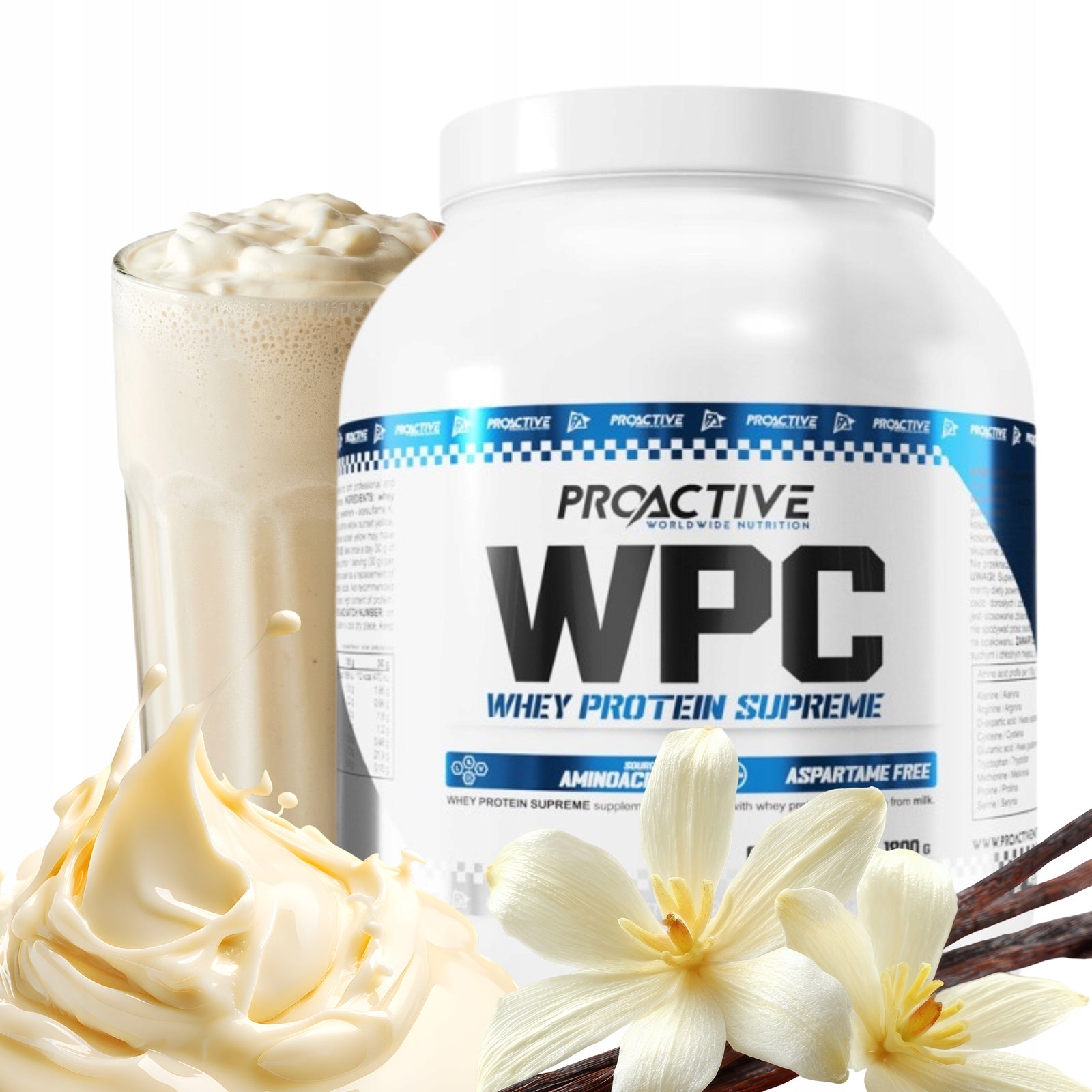 WPC whey protein supplement Proactive Whey 1800g VANILLA