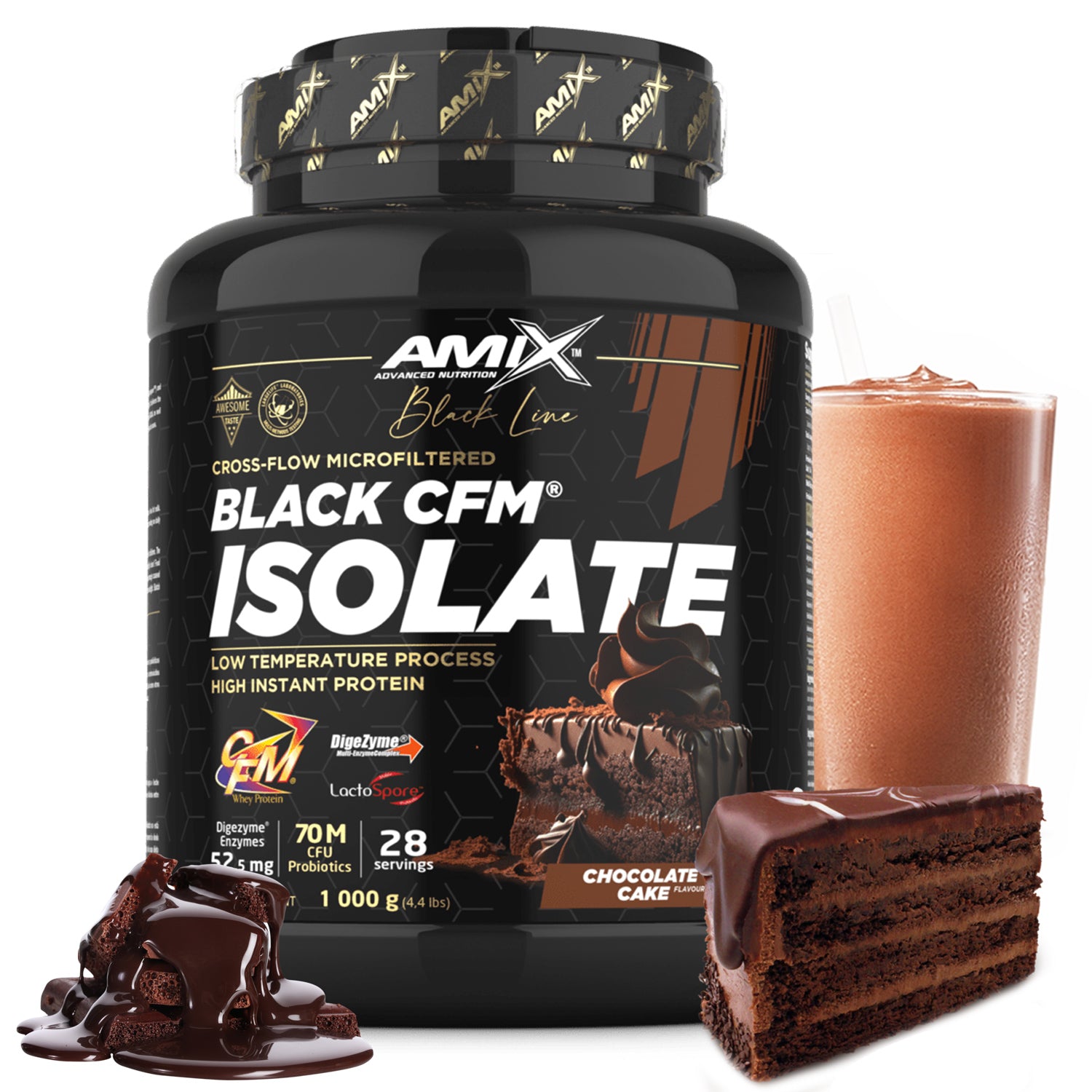 WPI PROTEIN ISOLATE WITHOUT SUGAR AND CARBOHYDRATES 1kg - Amix IsoPrime Black CFM