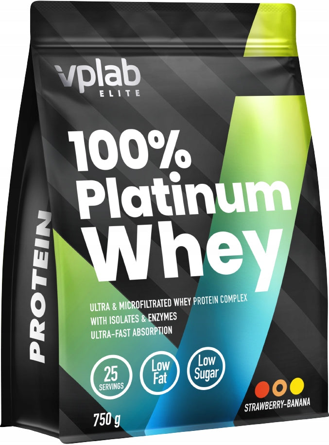 WPI/WPC Protein VPLab Platinum Whey 750g 25Servings Strawberry-Banana