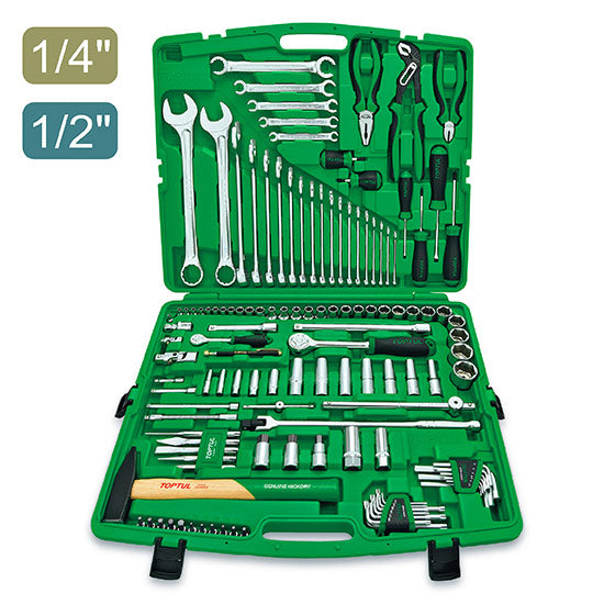 WRENCH SET TOOL CASE 1/4" 1/2" 130EL TOPTUL GCAI130T0