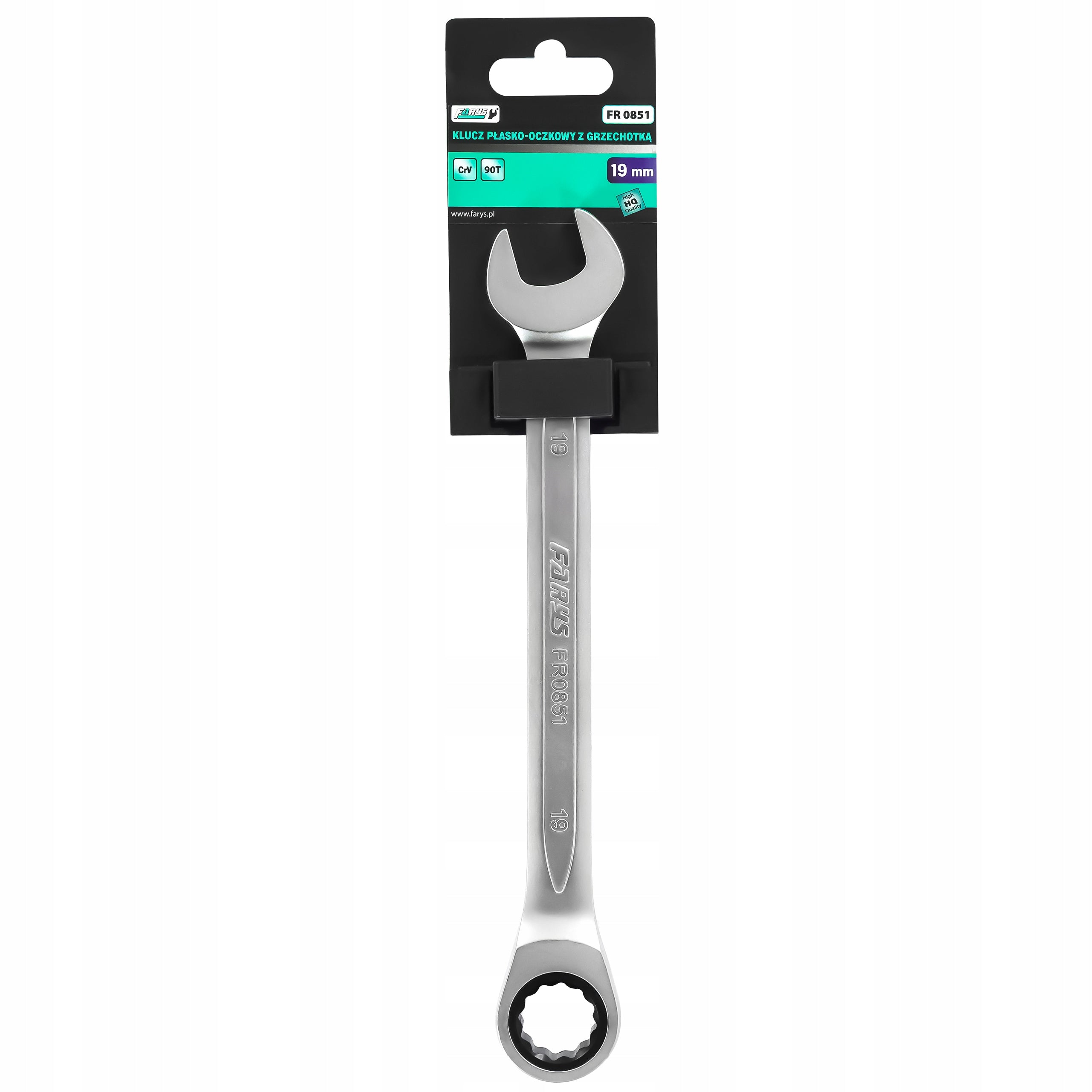 WRENCH WITH RATCHET 19mm 90 TEETH CRV CHROME WORKSHOP FARYS Brand Farys