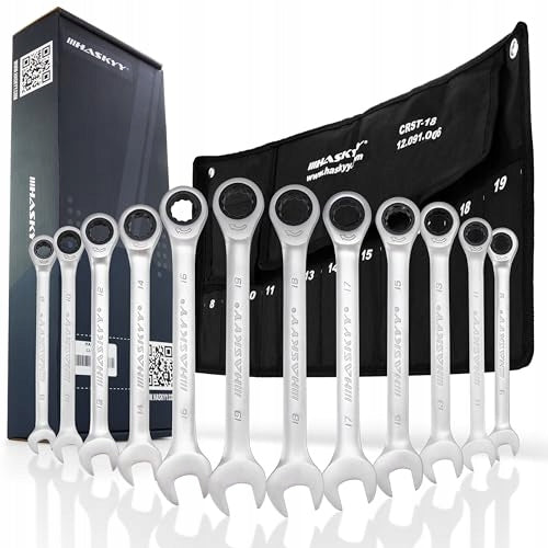 WRENCHES FLAT EYE RATCHET SET OF 12 PCS. 8 19 MM STEEL FOR MECHANIC Brand no brand