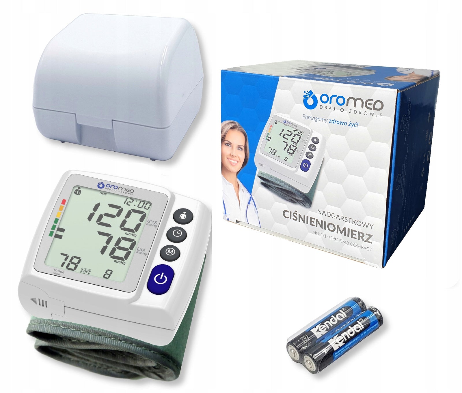 WRIST BLOOD PRESSURE MONITOR CASE ARRHYTHMIA LCD MEMORY 2X120 BPM Packaging status original