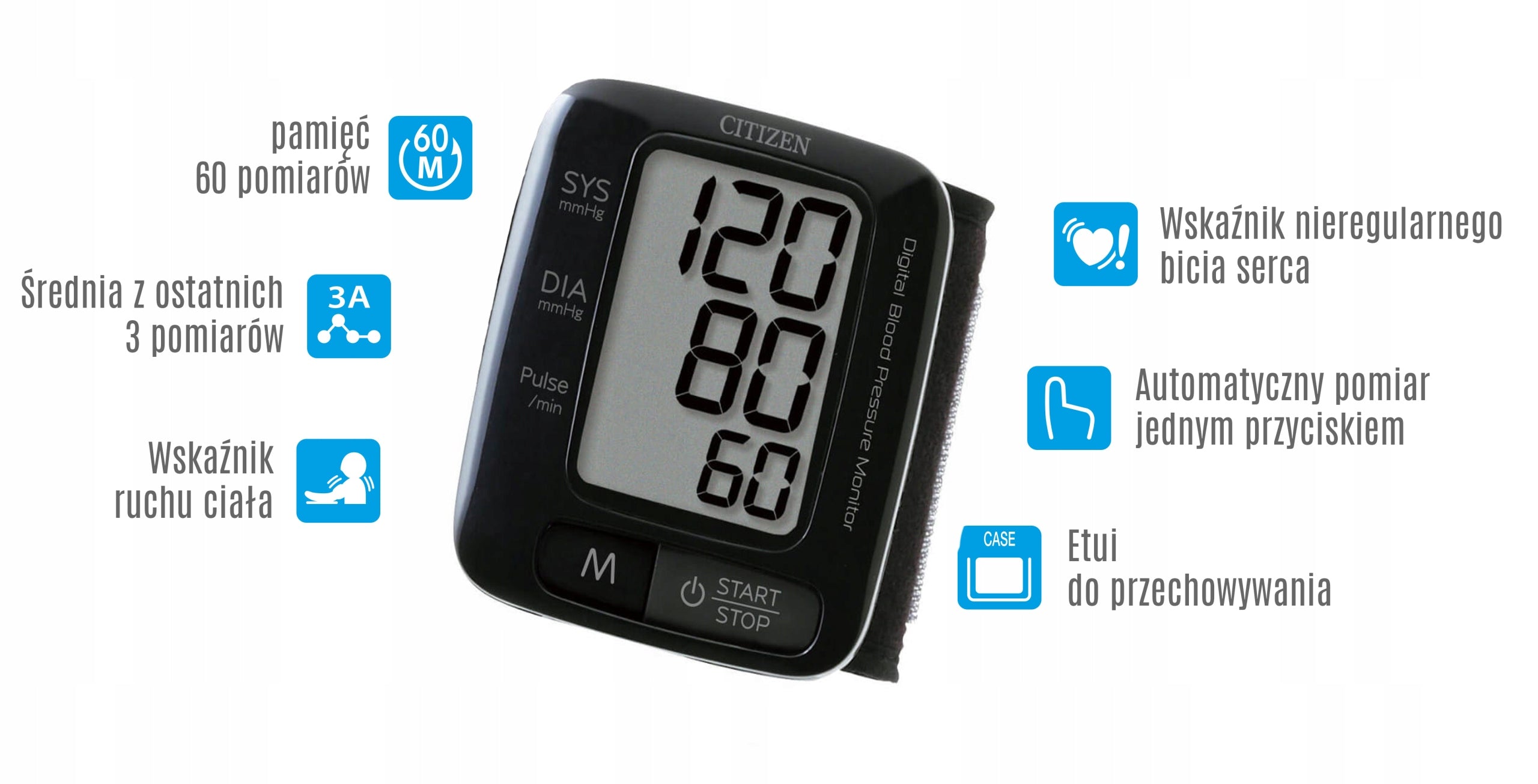 WRIST BLOOD PRESSURE MONITOR CITIZEN MEASUREMENT AT ARRHYTHMIA MODEL CH-650 BLACK Medical device type medical device or in-vitro diagnostic medical device