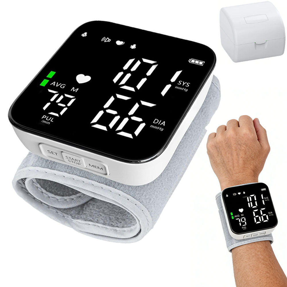 WRIST BLOOD PRESSURE MONITOR ELECTRONIC LARGE DISPLAY LCD ARRHYTHMIA