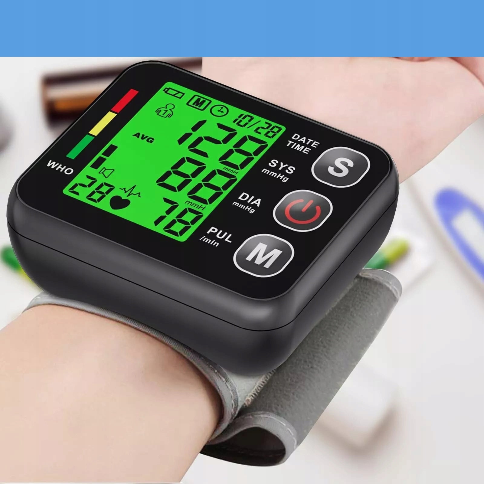 WRIST BLOOD PRESSURE MONITOR, PORTABLE WRIST BLOOD PRESSURE MONITOR ARRHYTHMIA