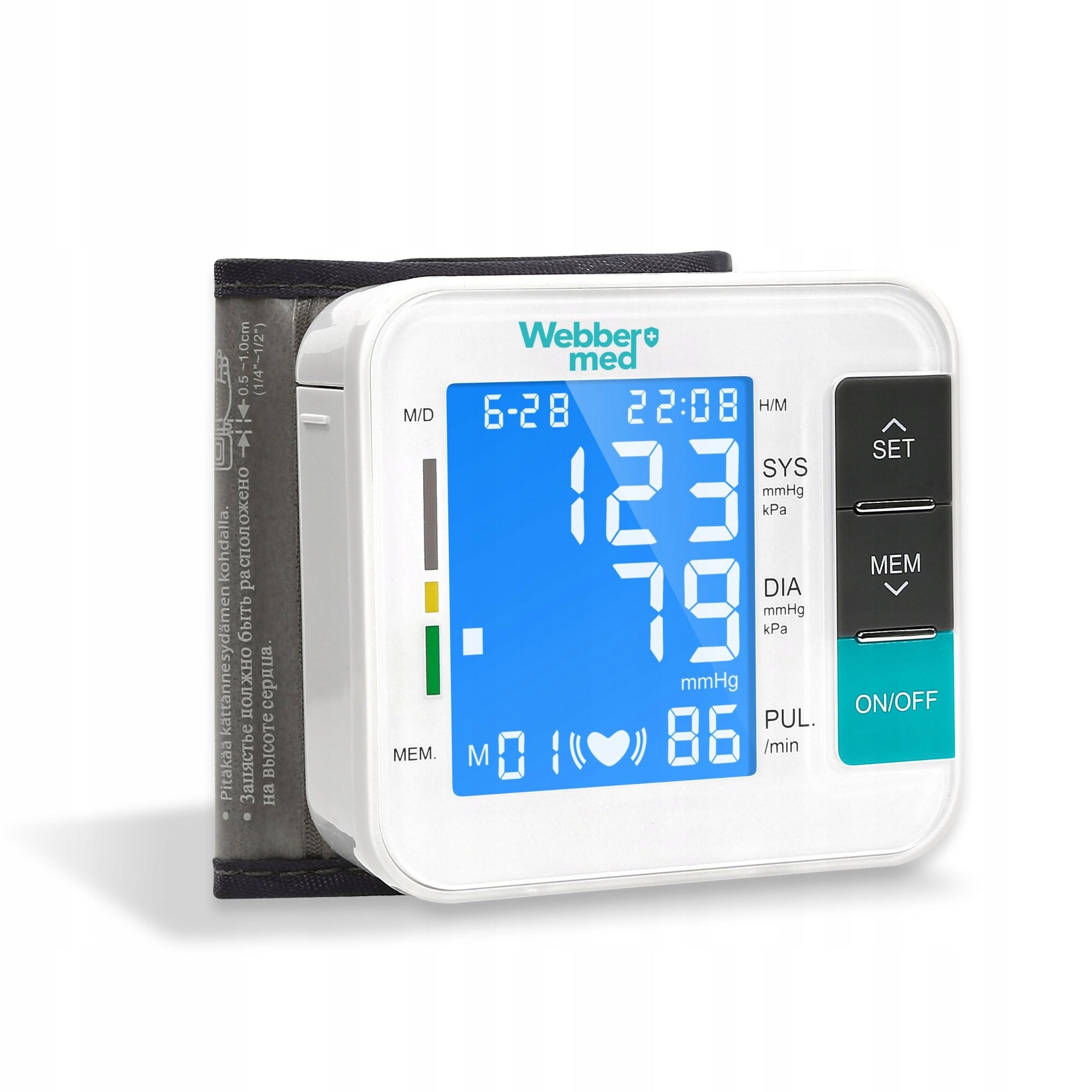 WRIST BLOOD PRESSURE MONITOR READABLE LARGE SCREEN ARRHYTHMIA Webber Med A11 Manufacturer code 05A11