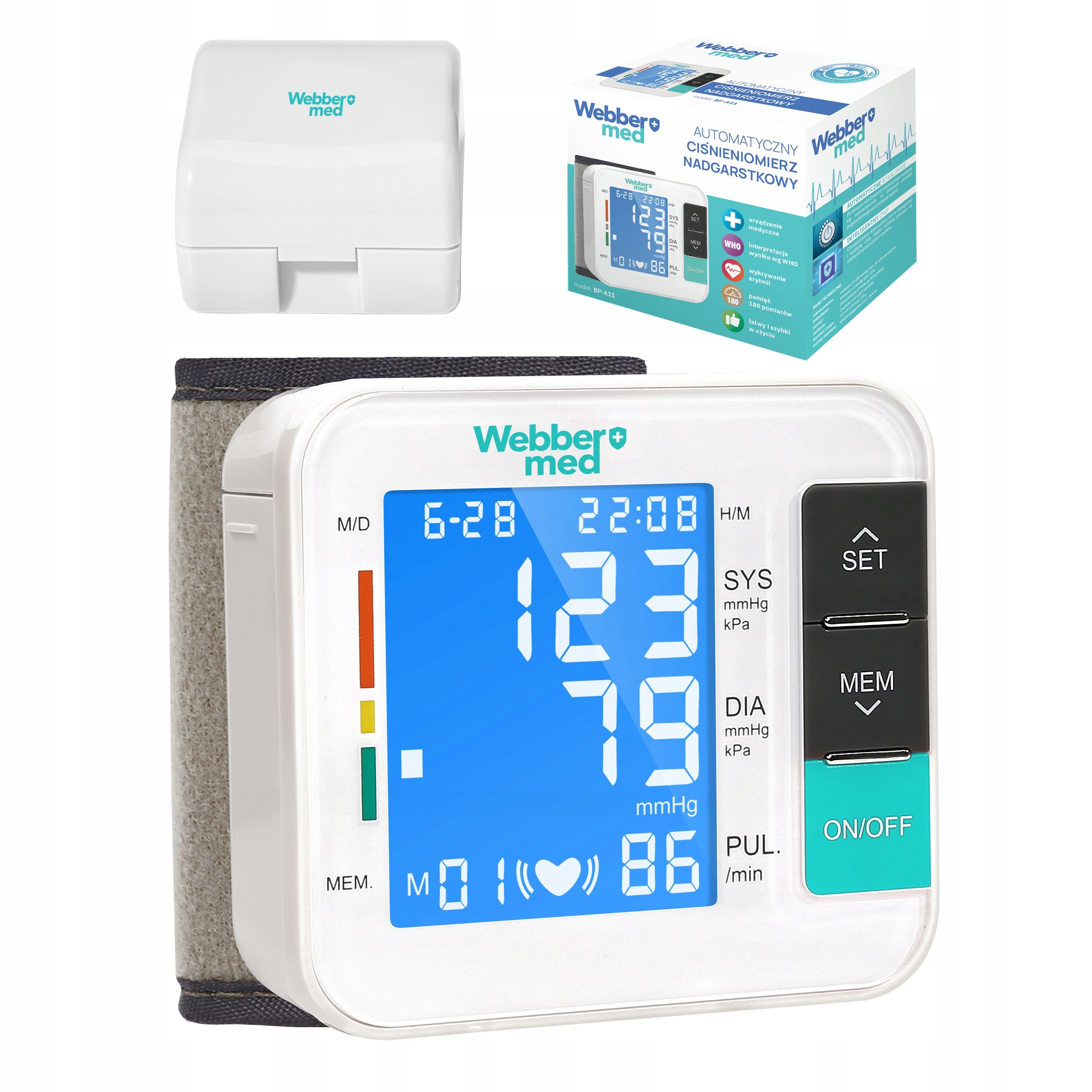 WRIST BLOOD PRESSURE MONITOR READABLE LARGE SCREEN ARRHYTHMIA Webber Med A11