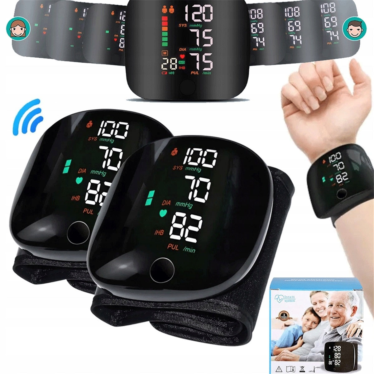 WRIST BLOOD PRESSURE MONITOR WITH INTELLIGENT VOICE FOR 2 USERS