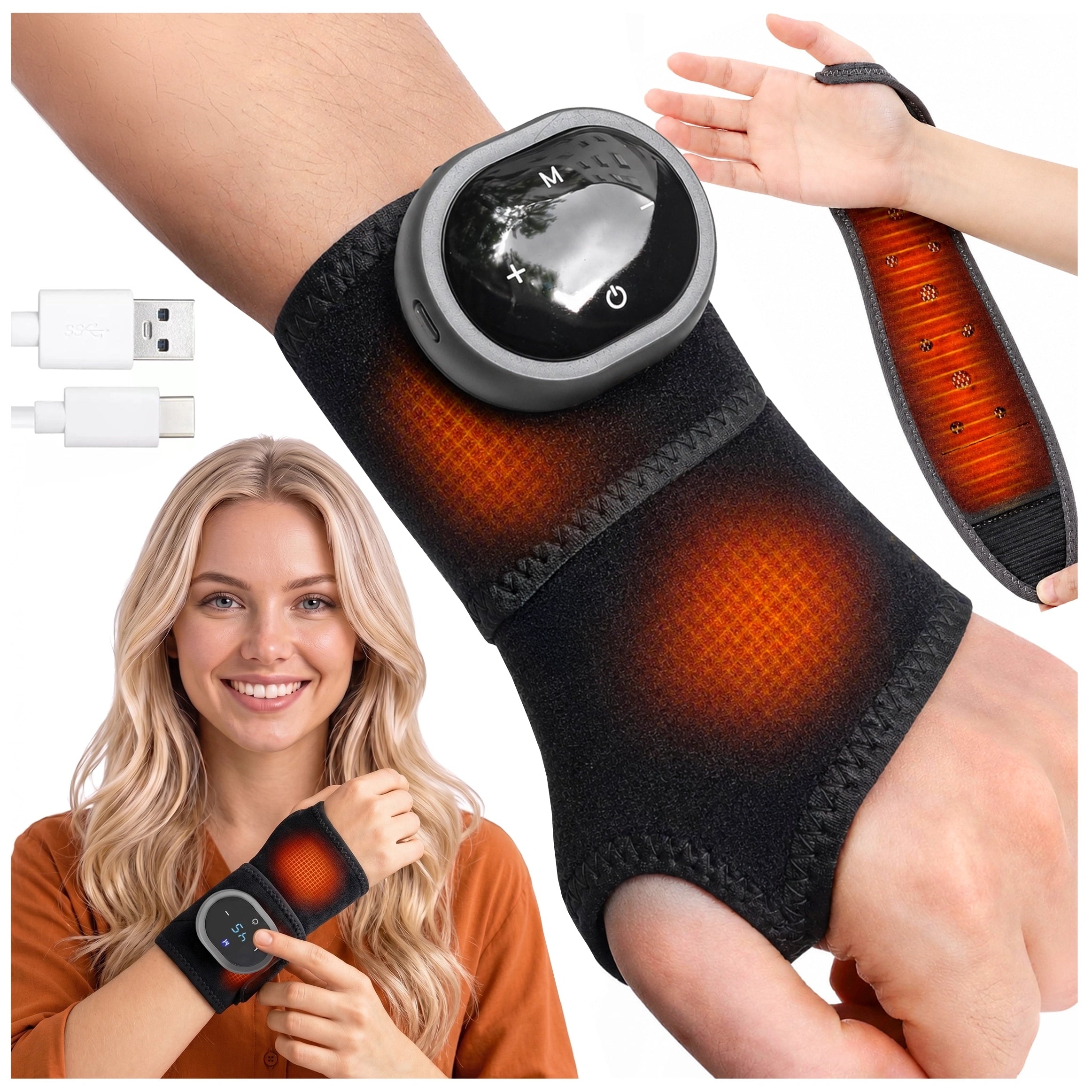 WRIST MASSAGER FOR CARPAL TUNNEL HEATING VIBRATION ORTHOSIS BAND
