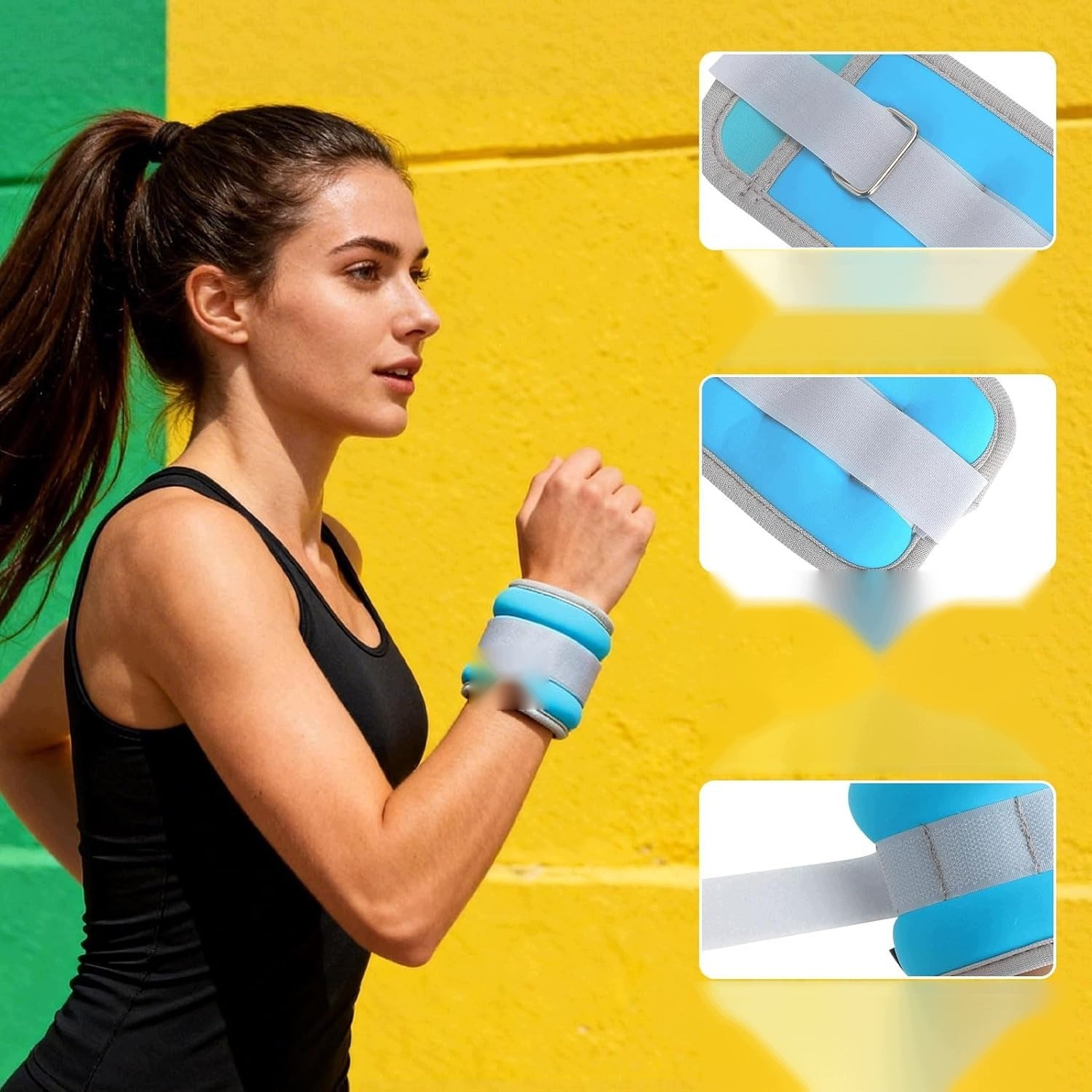 WRIST WEIGHTS 2x 0,25 kg FITNESS RESISTANCE TAPE YOGA Width 50 mm