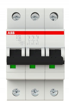 Modularer Automatikschalter Abb SH203-C20, 6kA, 3P, 20A 