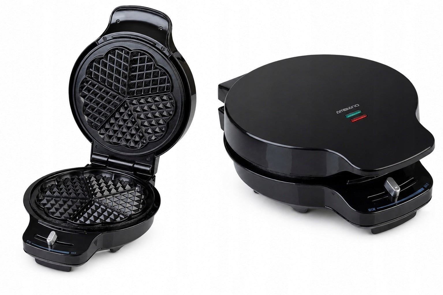 Waffle Iron 1200W 5 Waffle Heart Temperature Control Black