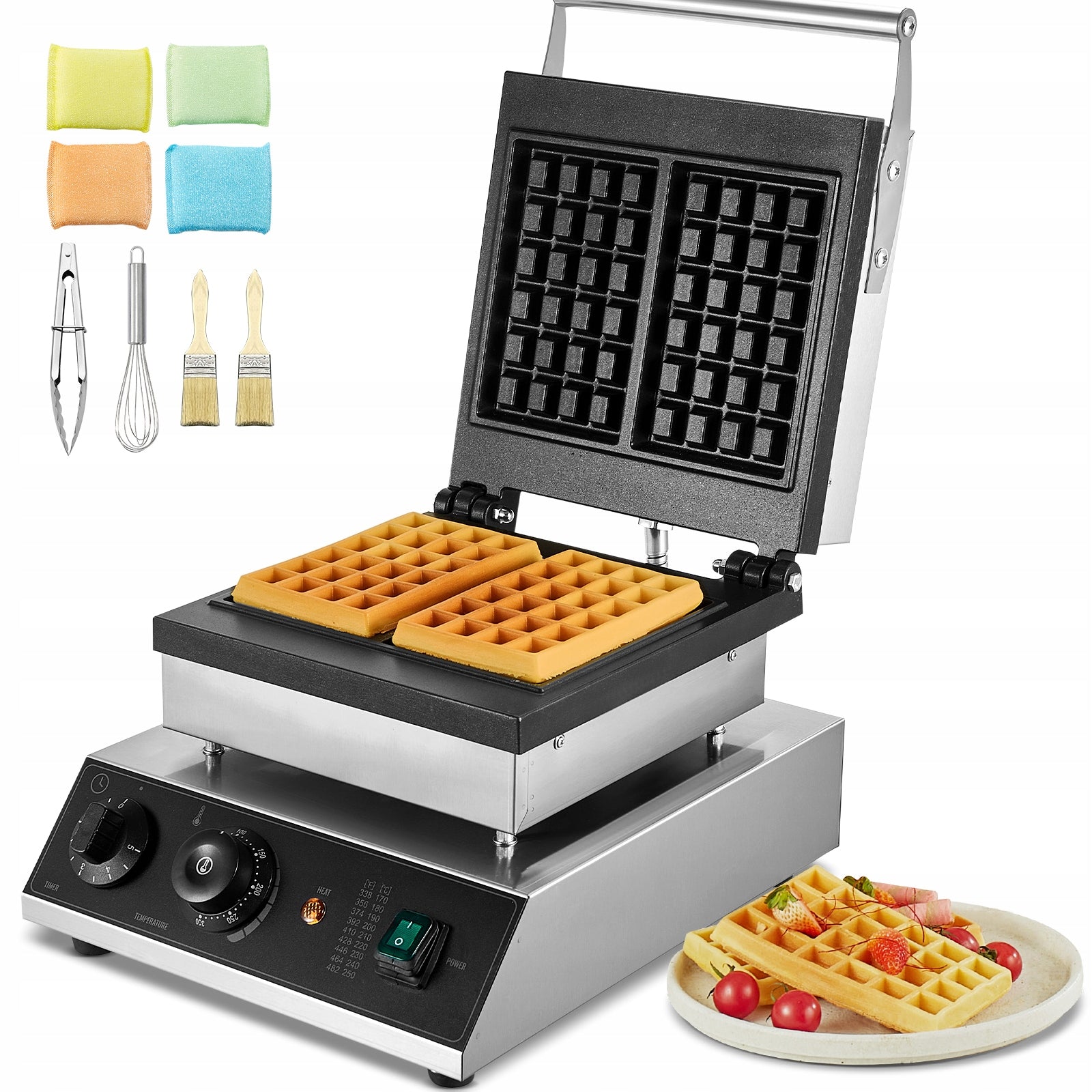 Waffle Iron 2000W 2 Grids Stainless Steel 50 – 300°C Adjustable Temperature Manufacturer code SYBLSHFBJDP26Q