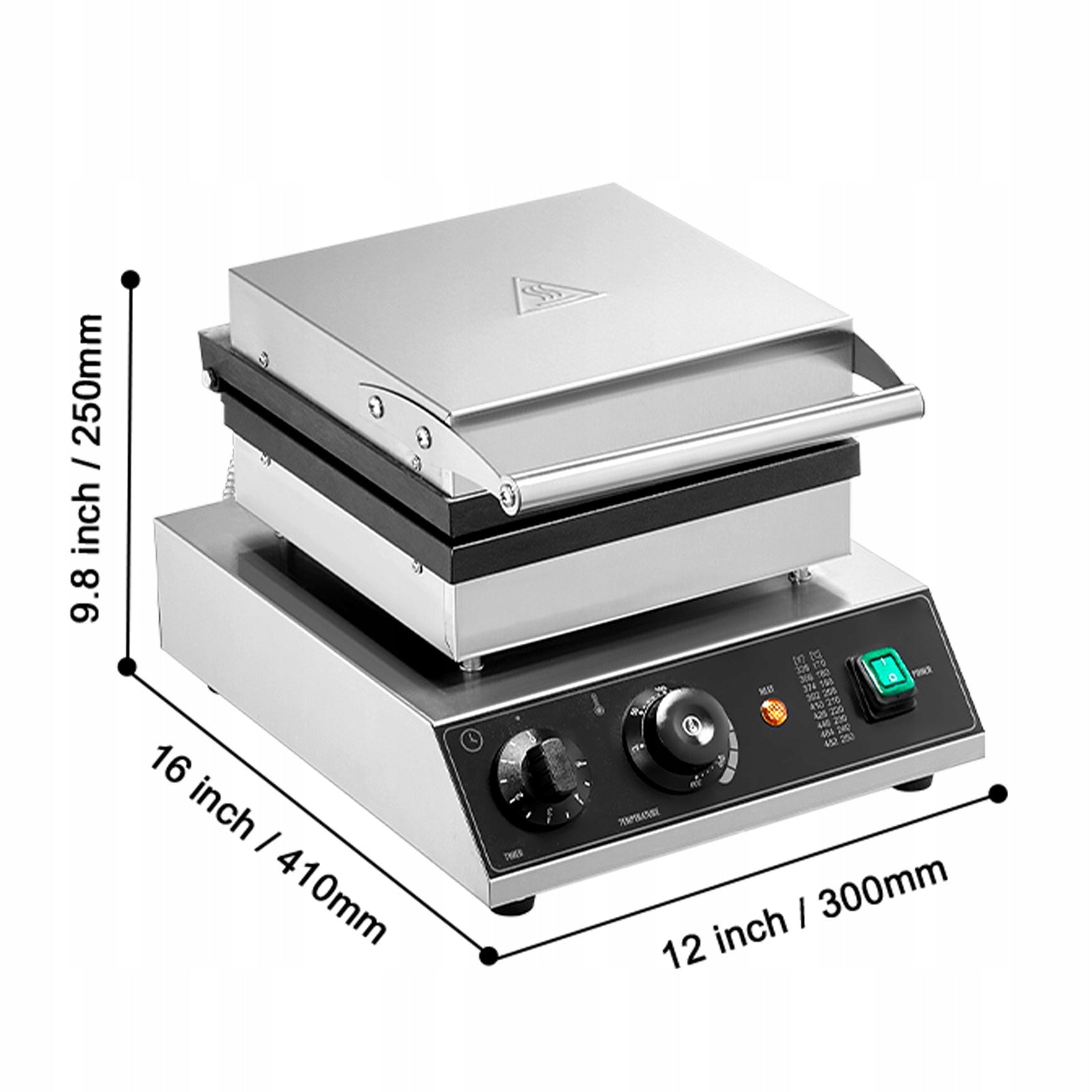 Waffle Iron 2000W 2 Grids Stainless Steel 50 – 300°C Adjustable Temperature Power rating 2000 W