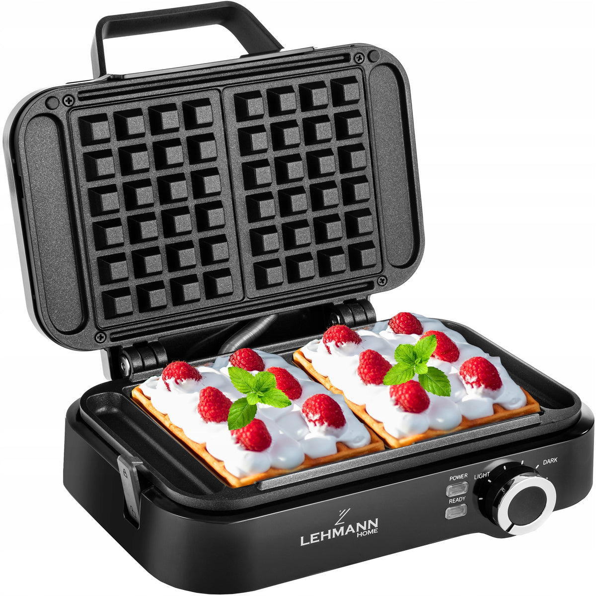 Waffle Iron 2000W For 2 Large Waffles Temperature Control Strong Non Leaking Packaging status original