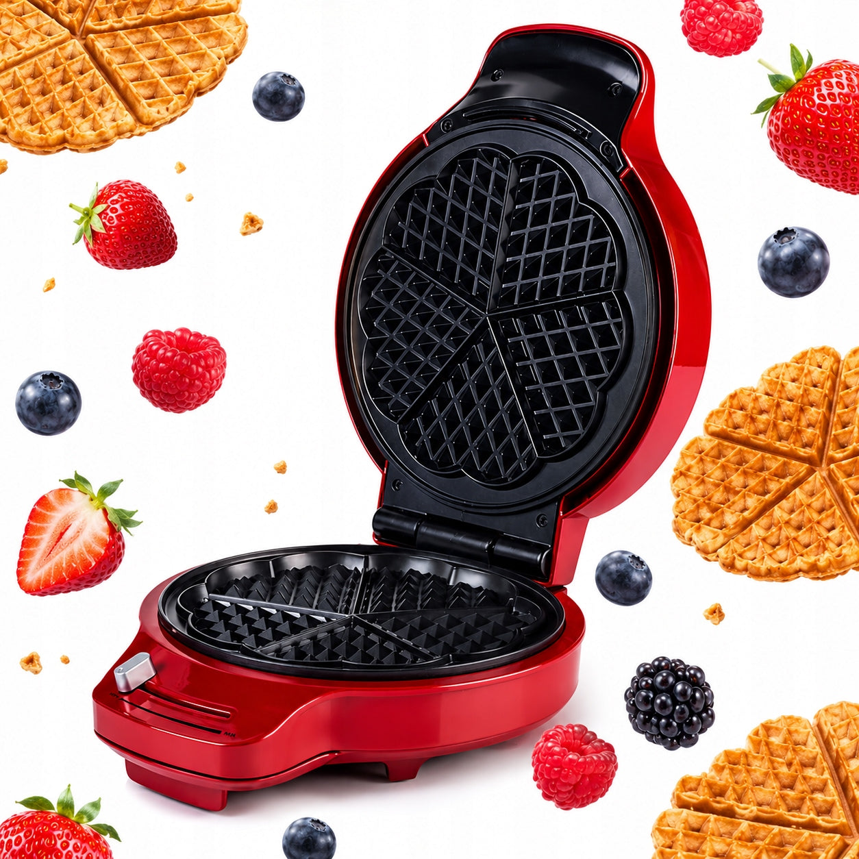 Waffle Iron AMBIANO 1200W Hearts ILAG Temperature Control