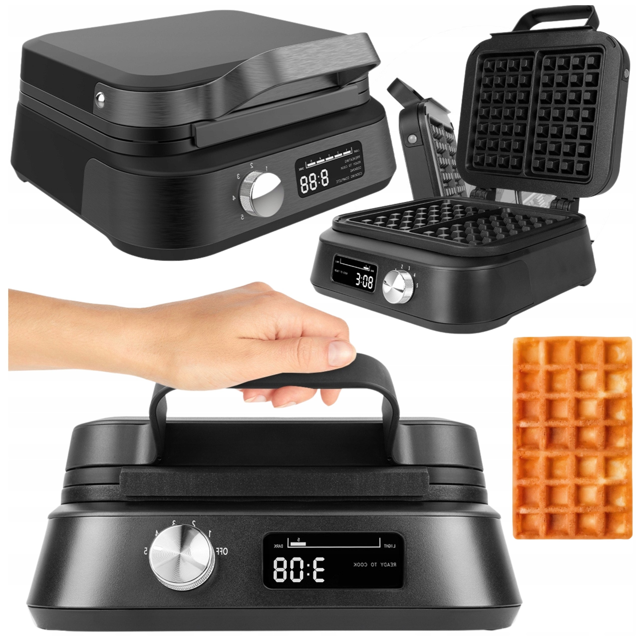Waffle Iron Adjustable Display Sound Strong 2200W Temperature