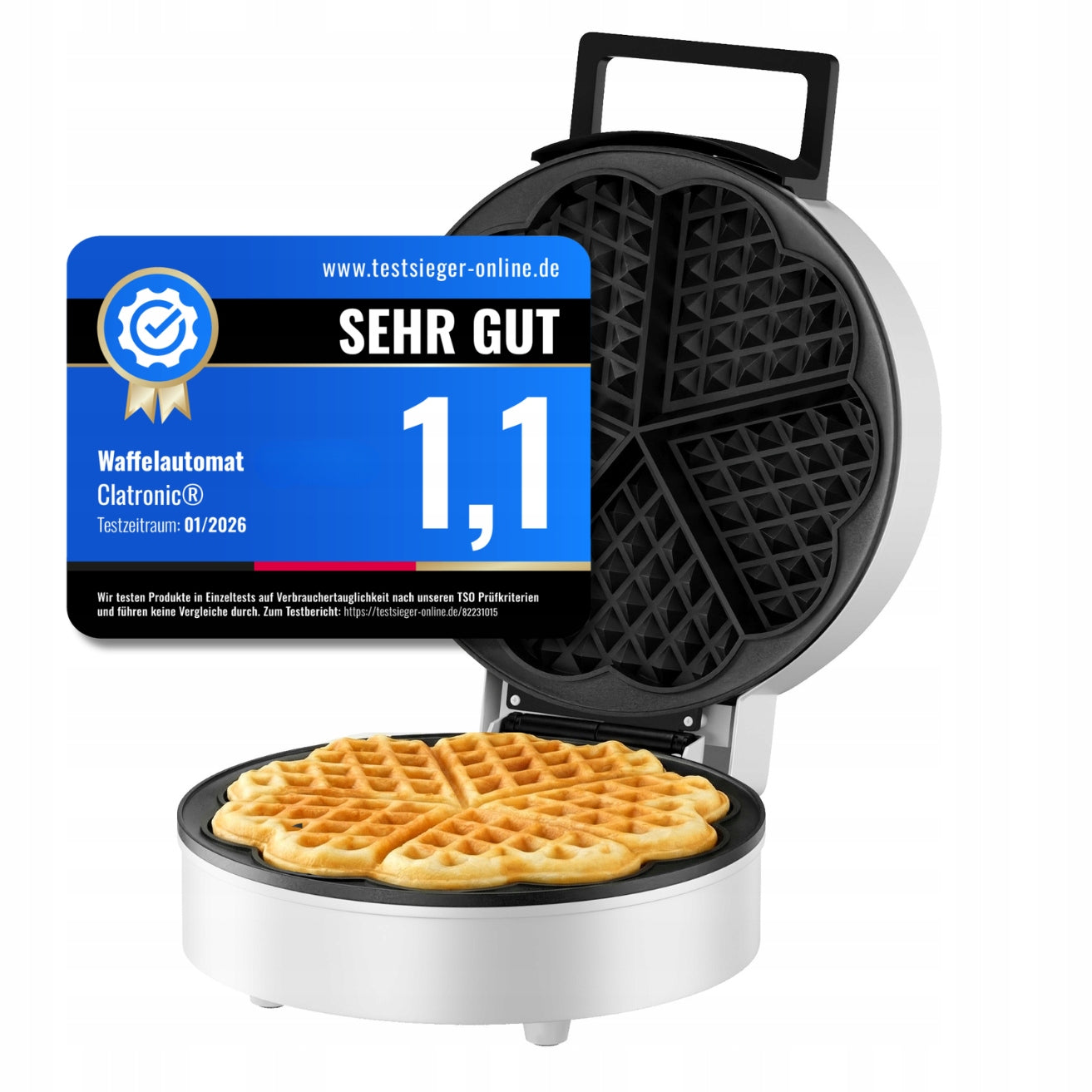 Waffle Iron Clatronic WA 1200W non-stick coating temperature control Power rating 1200 W