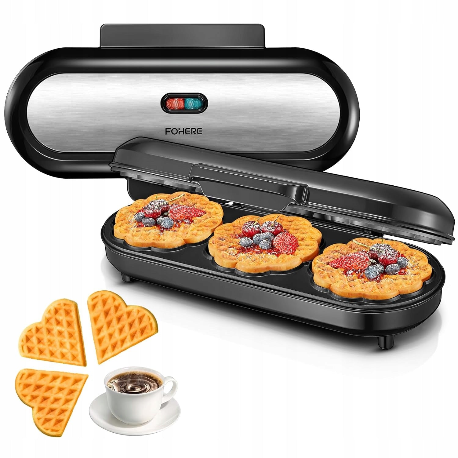 Waffle Iron FOHERE King Size 1200 W 15 waffles in 2 minutes