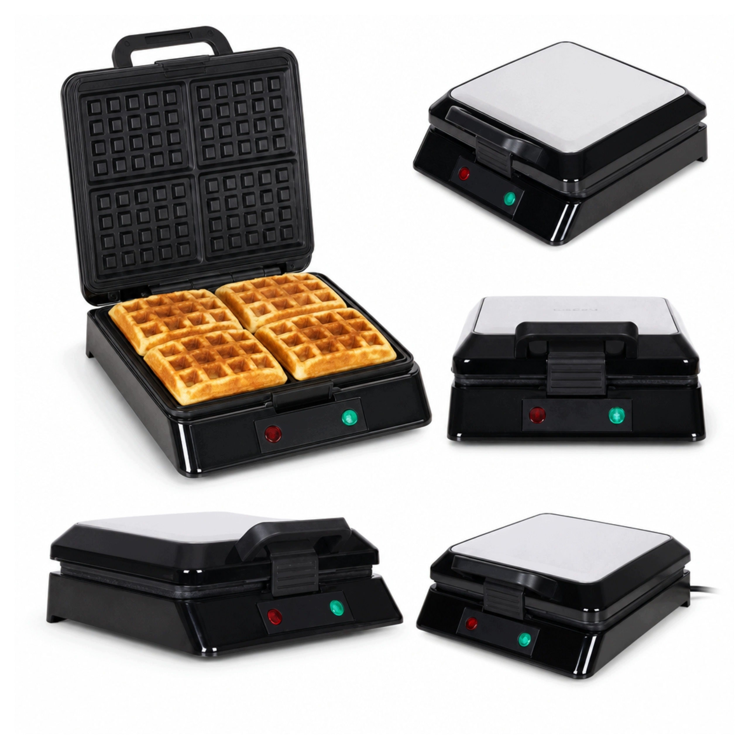 Waffle Iron For 4 Waffles, Power 1080-1300w, Non-stick Coating, Easy