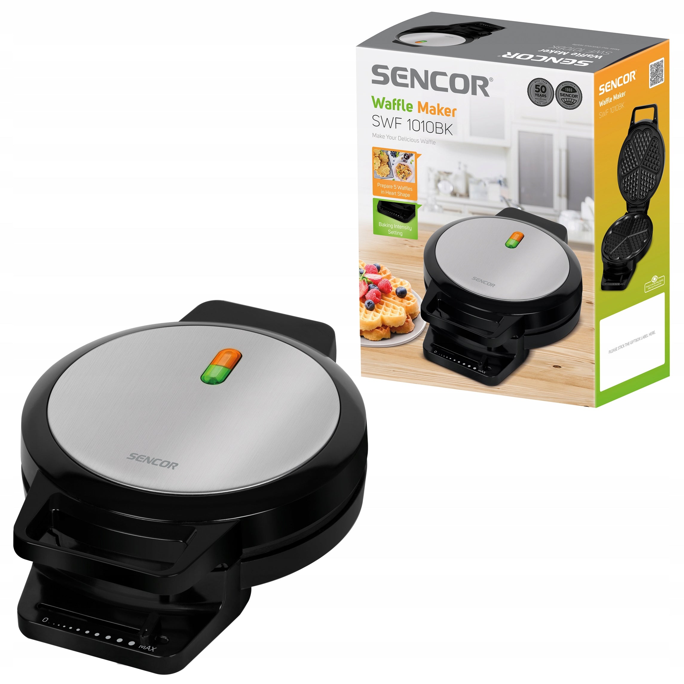 Waffle Iron Hearts Sencor SWF1010BK Black 1000W