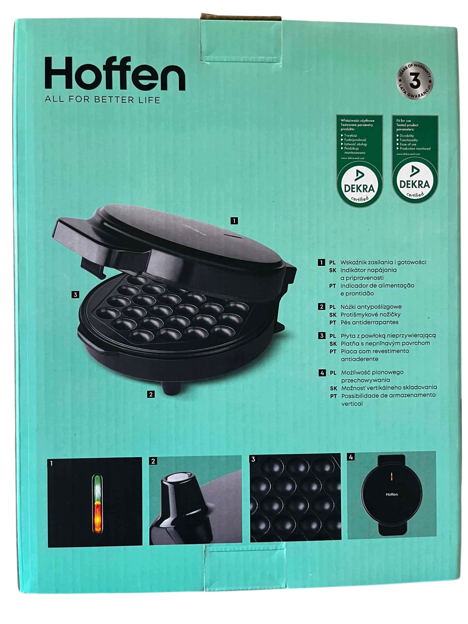 Waffle Iron Hoffen 1 1200 W black Packaging status original
