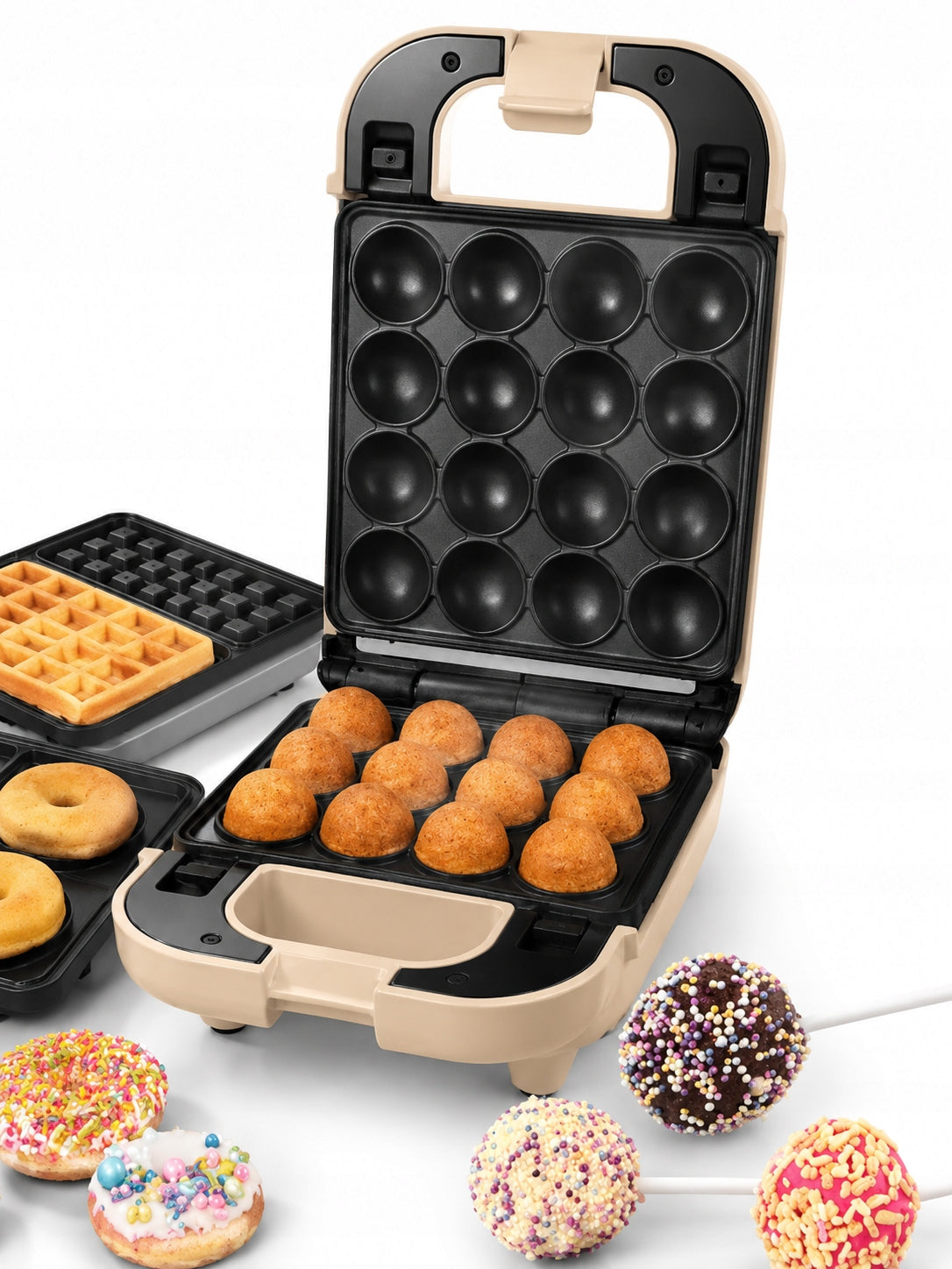 Waffle Iron PROGRESS EK4943NPMIX3PM 650 W Donuts Mini Donuts Cake Pops