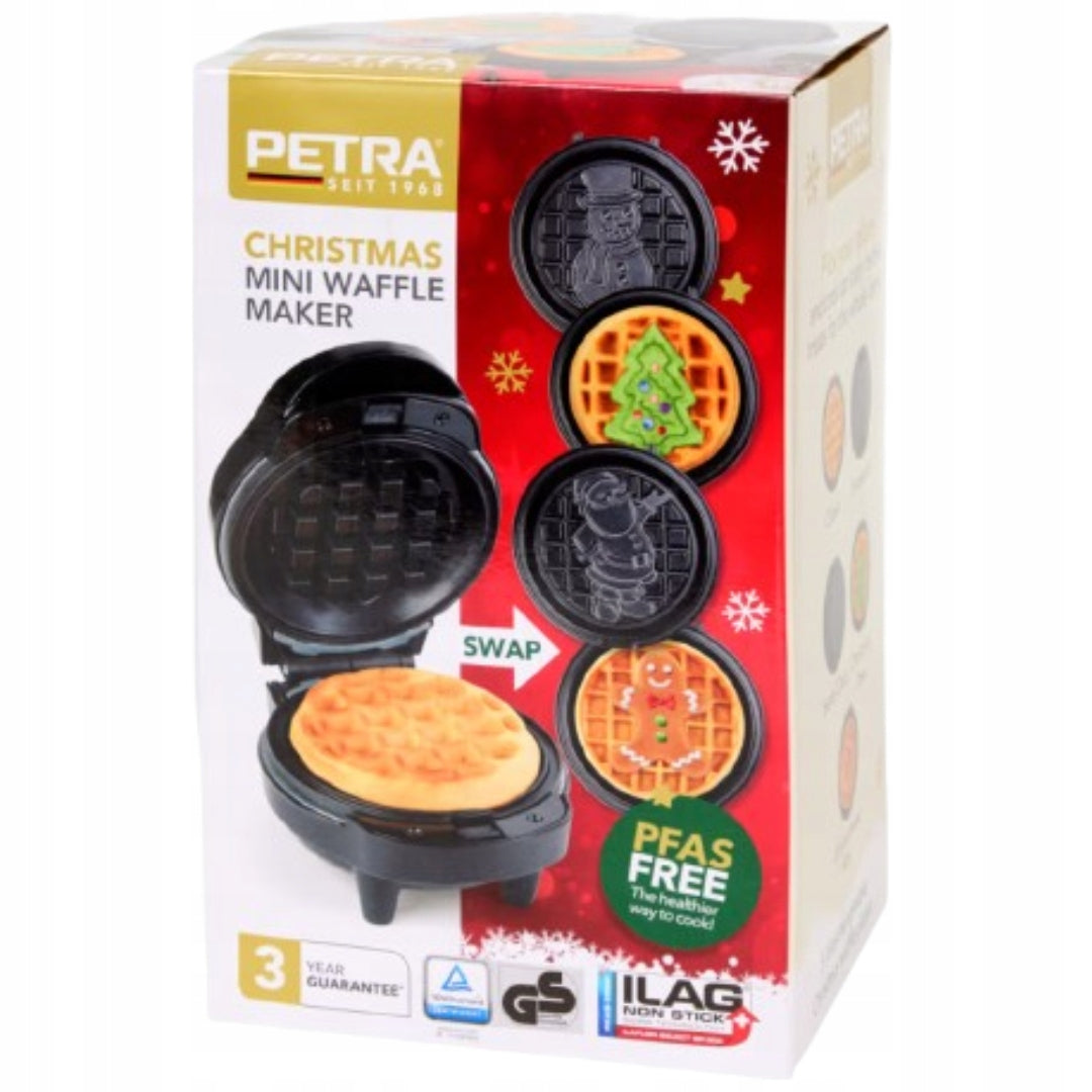 Waffle Iron Petra FOR 1 WAFFLE FOR CHRISTMAS CUTE COMPACT 550 W black