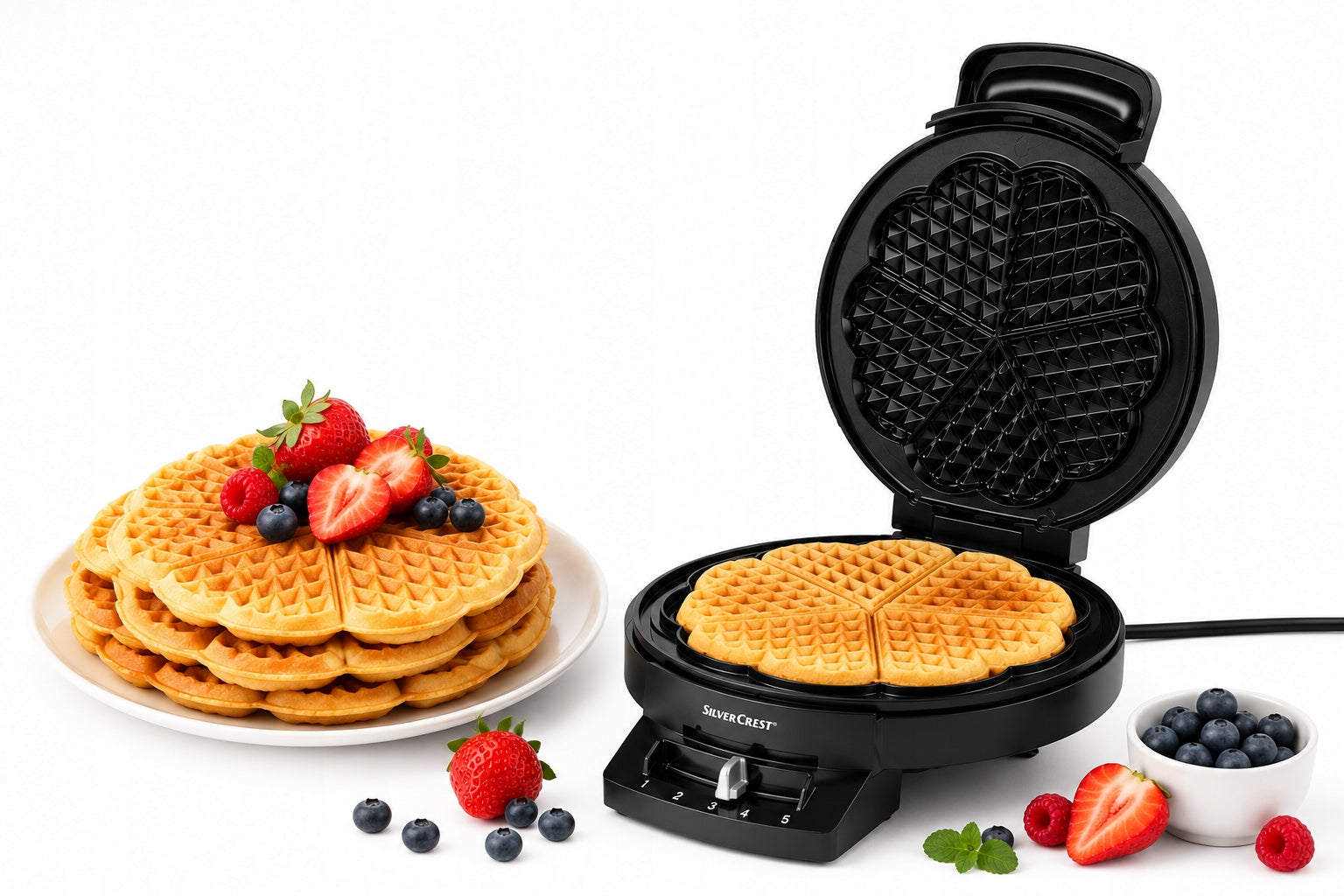 Waffle Iron SilverCrest 1200W Temperature Control Thermostat Wafers Manufacturer code Gofrownica SilverCrest 1200W