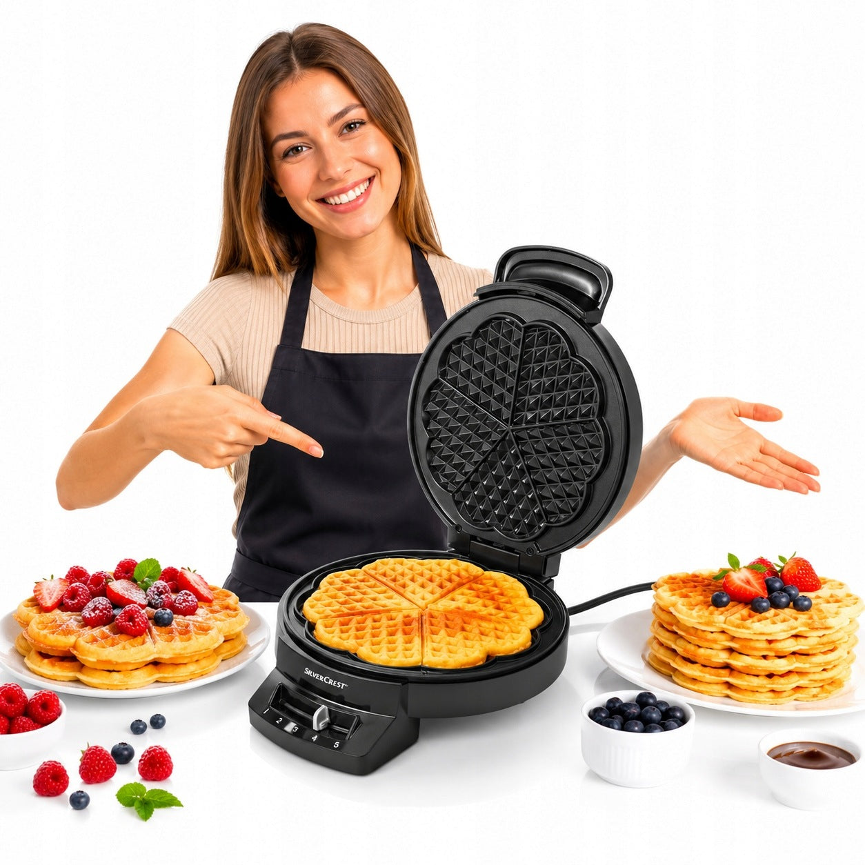Waffle Iron SilverCrest 1200W Temperature Control Thermostat Wafers