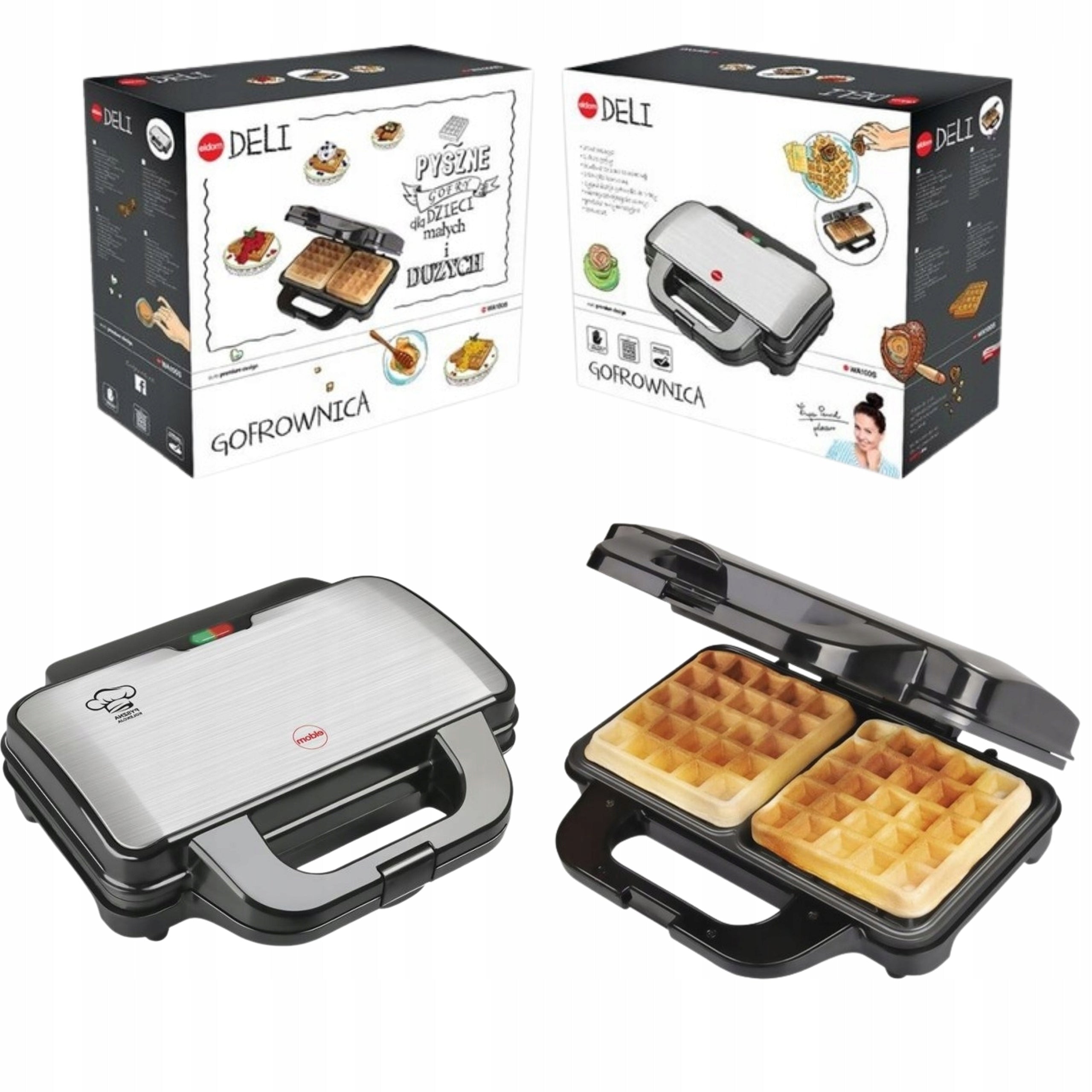 Waffle Iron WA100S DELI 1000W Precious Steel Non-stick Coating
