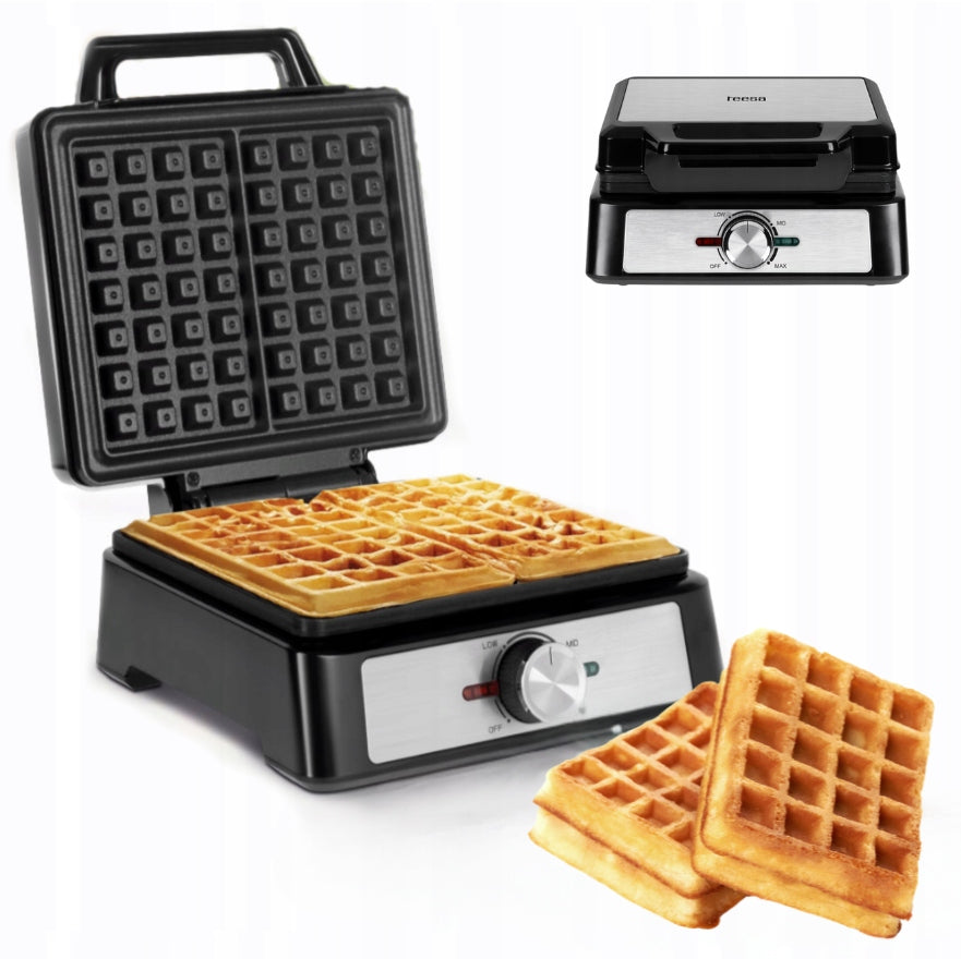 Waffle Iron for 2 Crispy Waffles Strong Non-stick Adjustment + FREEBIE